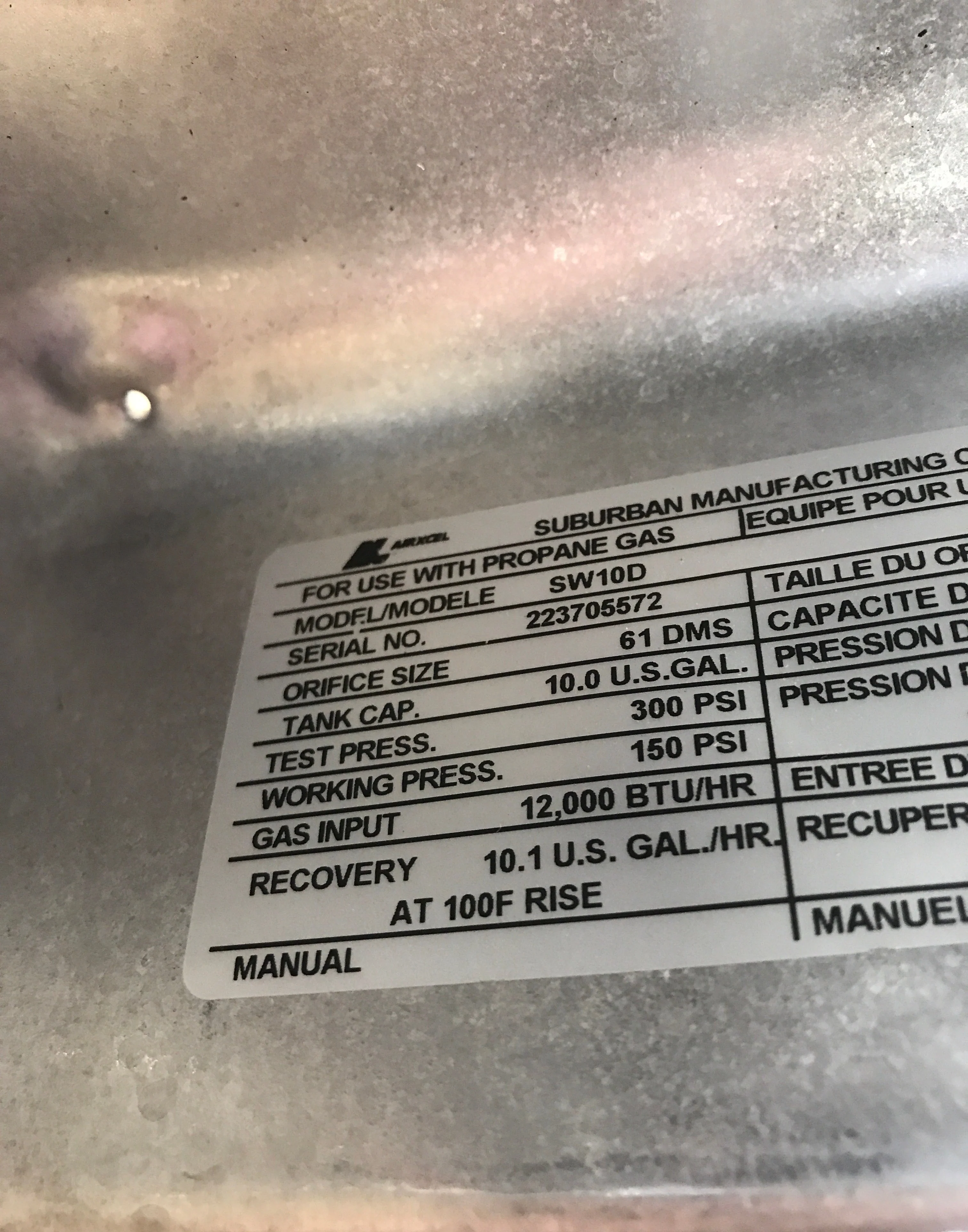 Used Complete Suburban Hot Water Heater, 10 Gallon - SW10D - Image 2
