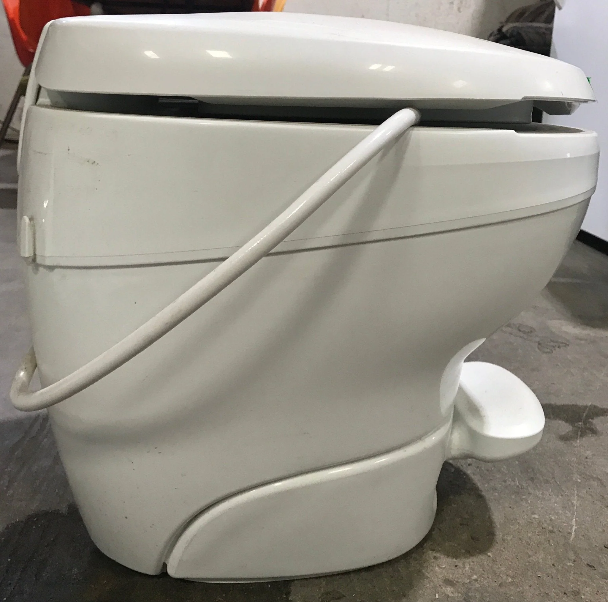 Used Complete Thetford Toilet, Foot Flush, High Profile, White - Bravura - Image 4