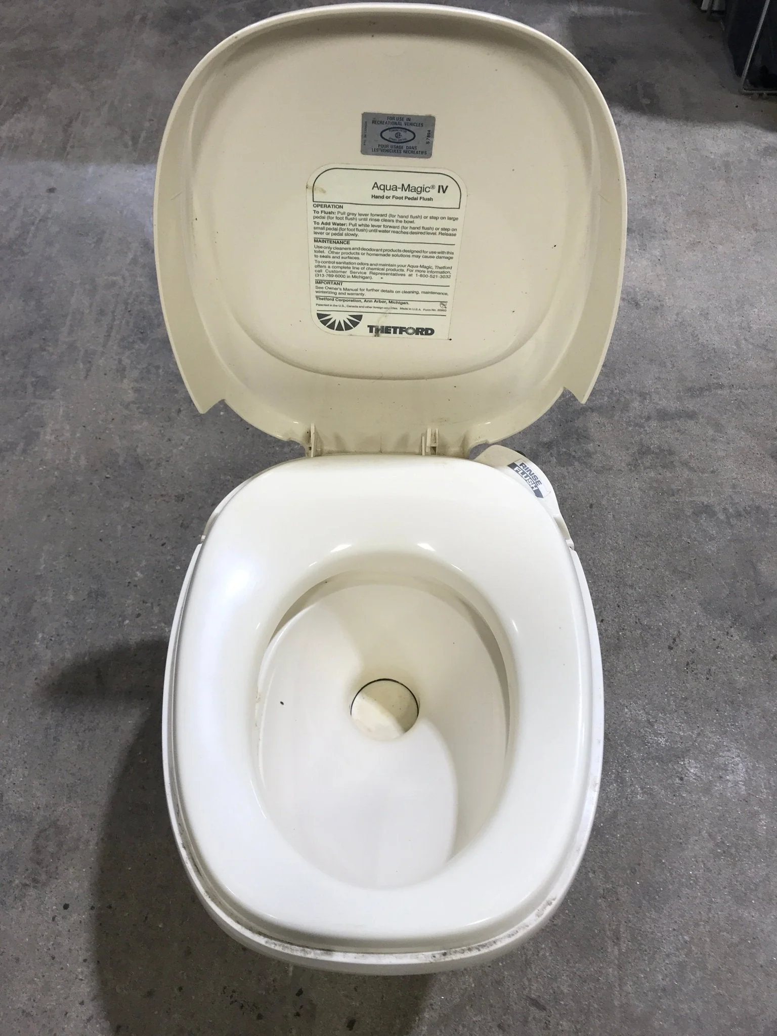 Used Complete Thetford Toilet, Hand Flush, High Profile, Off-White - AQUA MAGIC IV , 20920 - Image 4