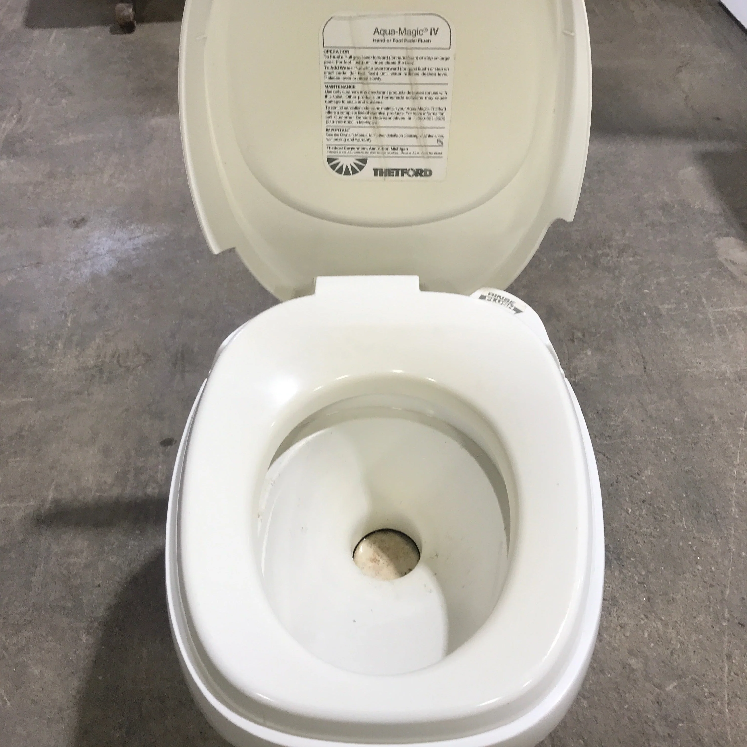 Used Complete Thetford Toilet, Hand Flush, High Profile, Off-White - AQUA MAGIC IV , 24024 - Image 4