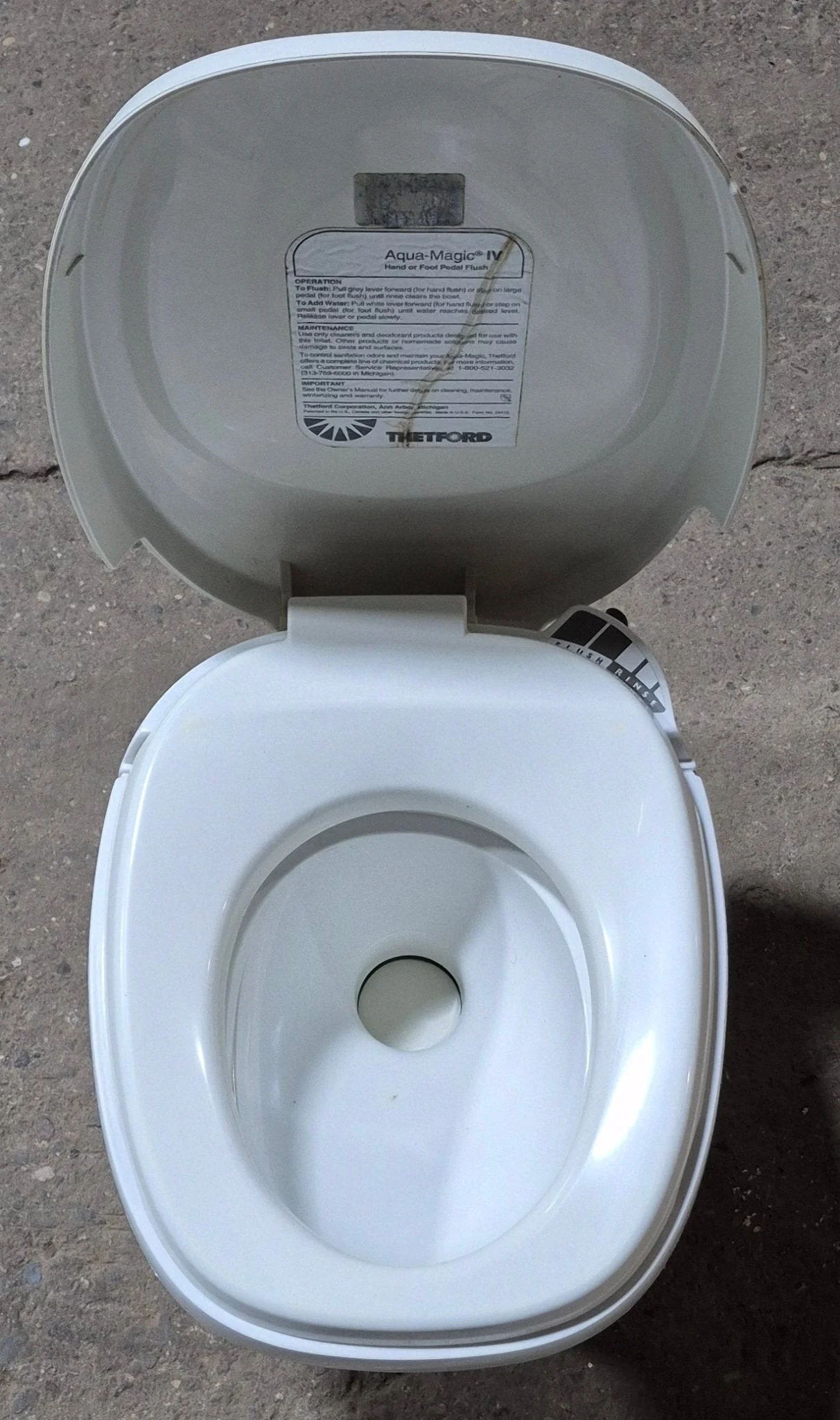Used Complete Thetford Toilet, Hand Flush, High Profile, Off-White - AQUA MAGIC IV , 24920 - Image 4