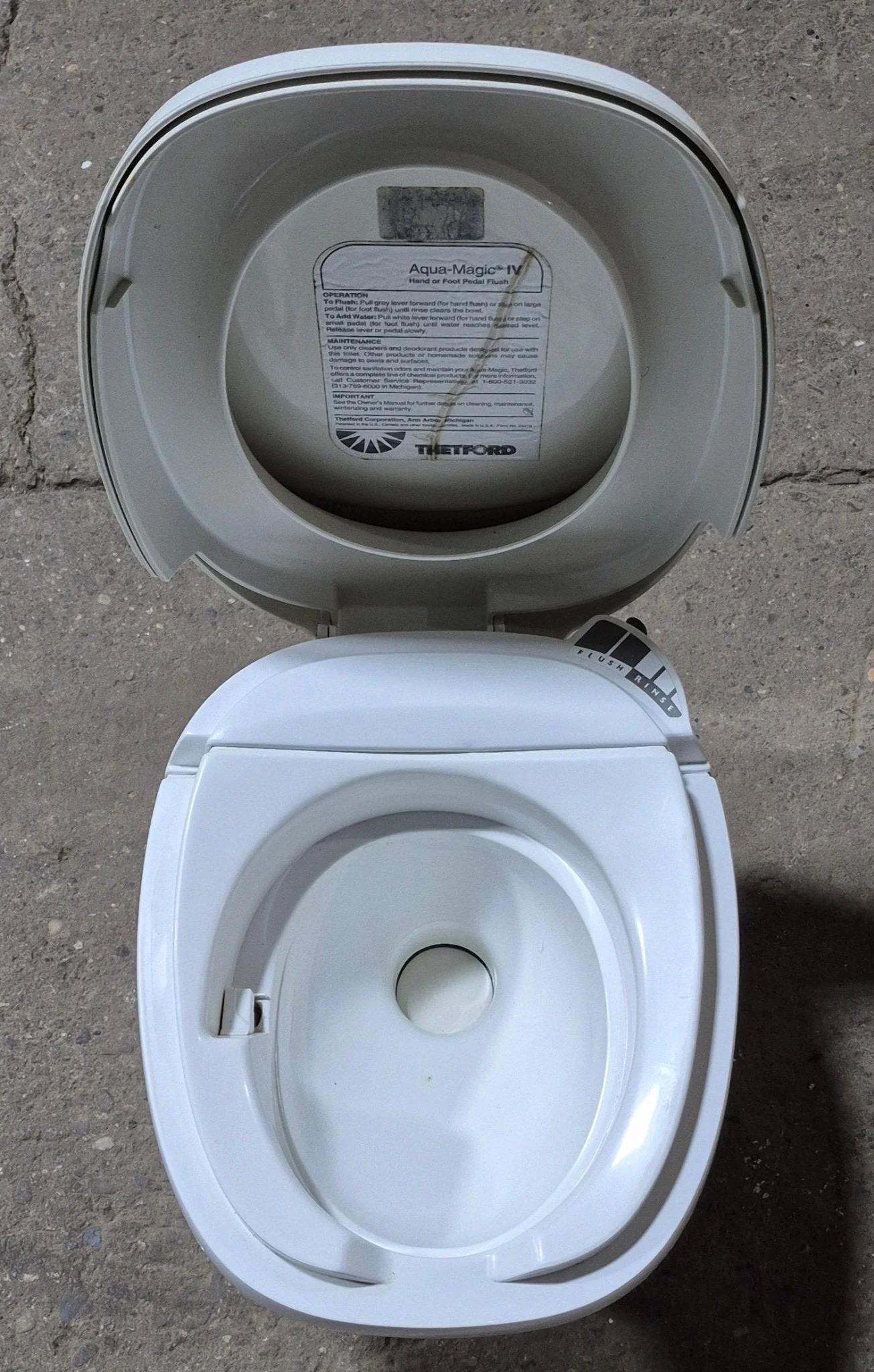 Used Complete Thetford Toilet, Hand Flush, High Profile, Off-White - AQUA MAGIC IV , 24920 - Image 5