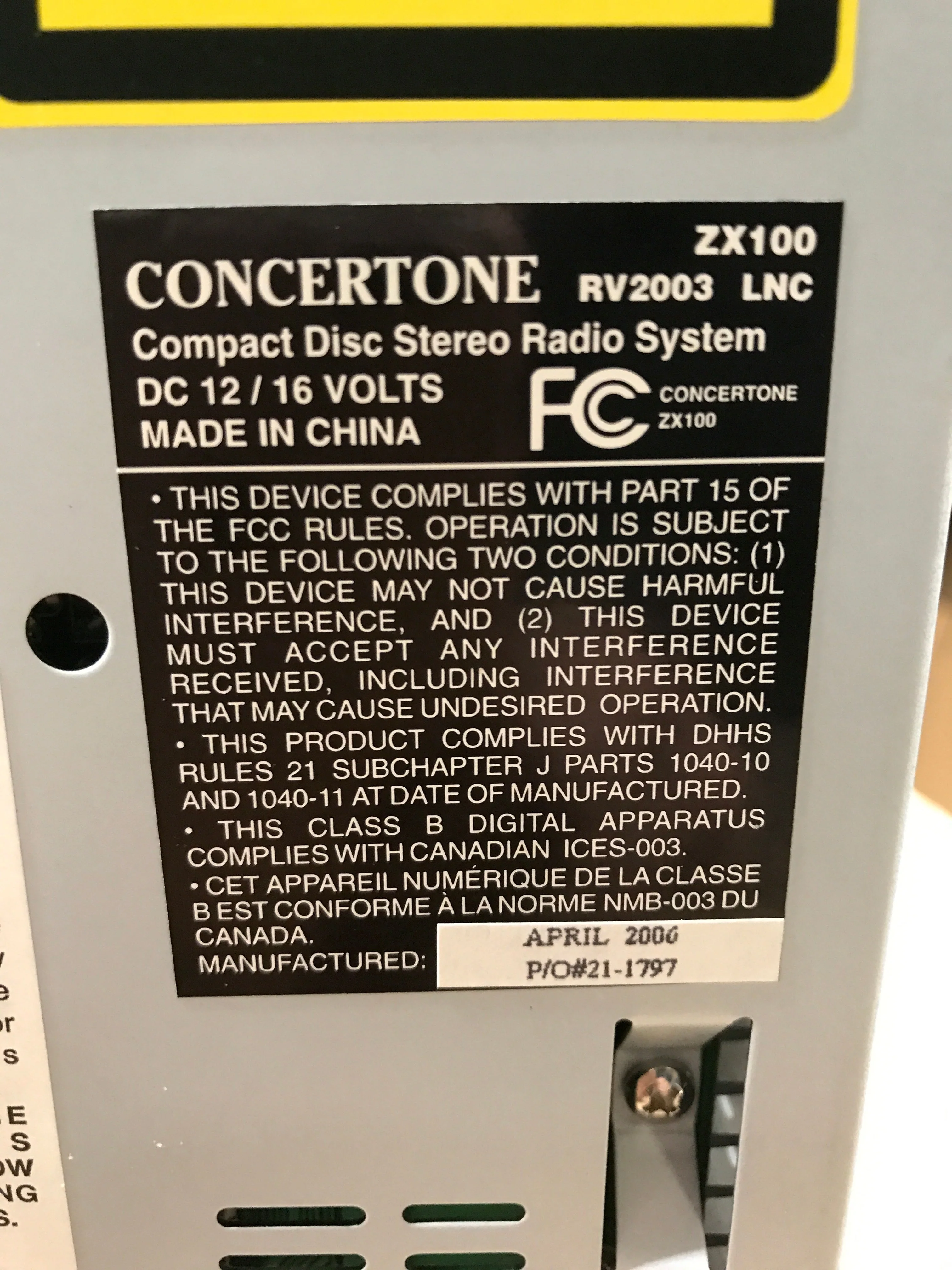 Used Concertone RV Radio ZX100 - Image 3