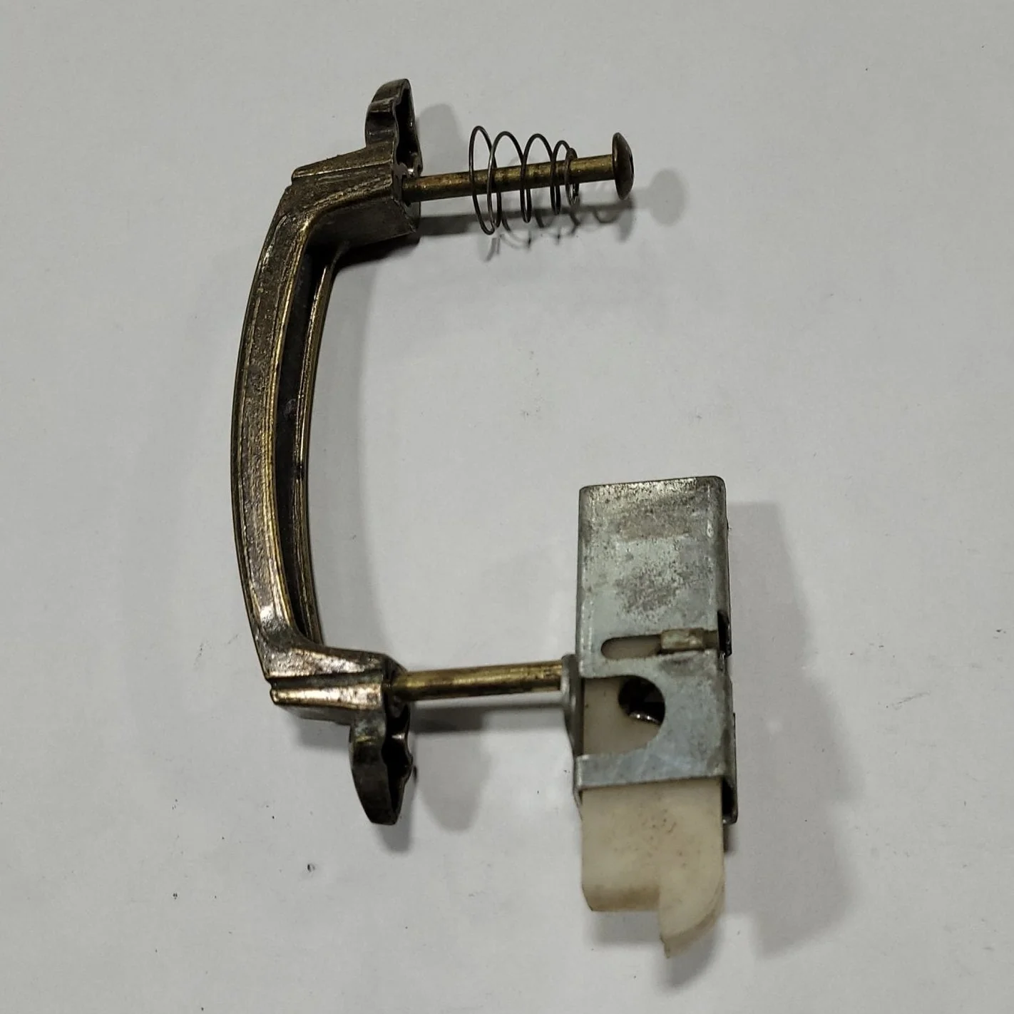 Used Copper Cabinet Handle 3" Hole Spacing comes with attached latch w/ 1" hole spacing