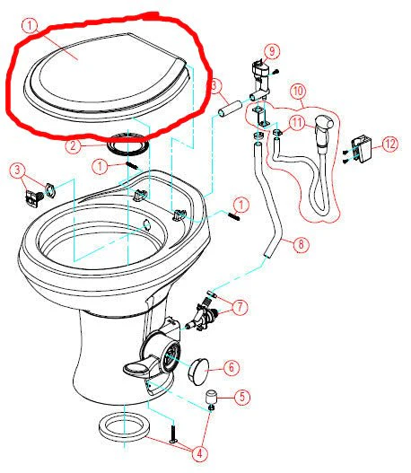 Used Dometic 300 Toilet Seat & Cover Replacement Off-White - 385311931