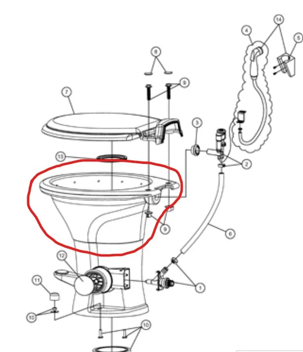 Used Dometic 310 Toilet Bowl Replacement, White - Image 4