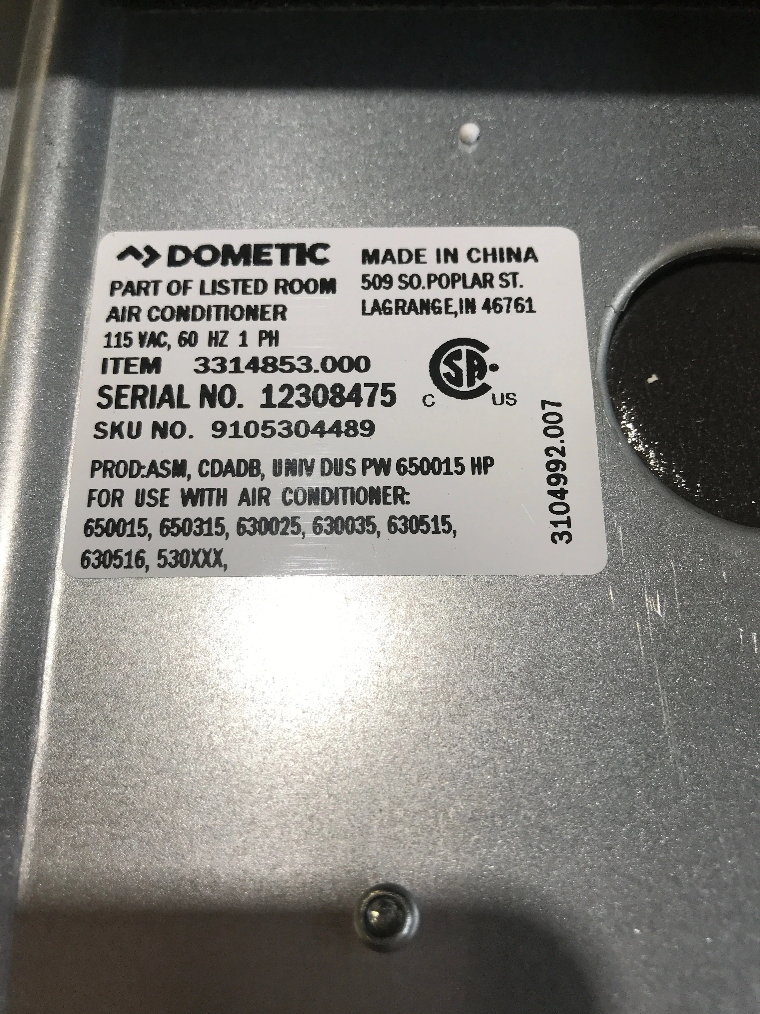 Used Dometic Ceiling Assembly, Manual Control, Non-Ducted - 3314853.000 - Image 2