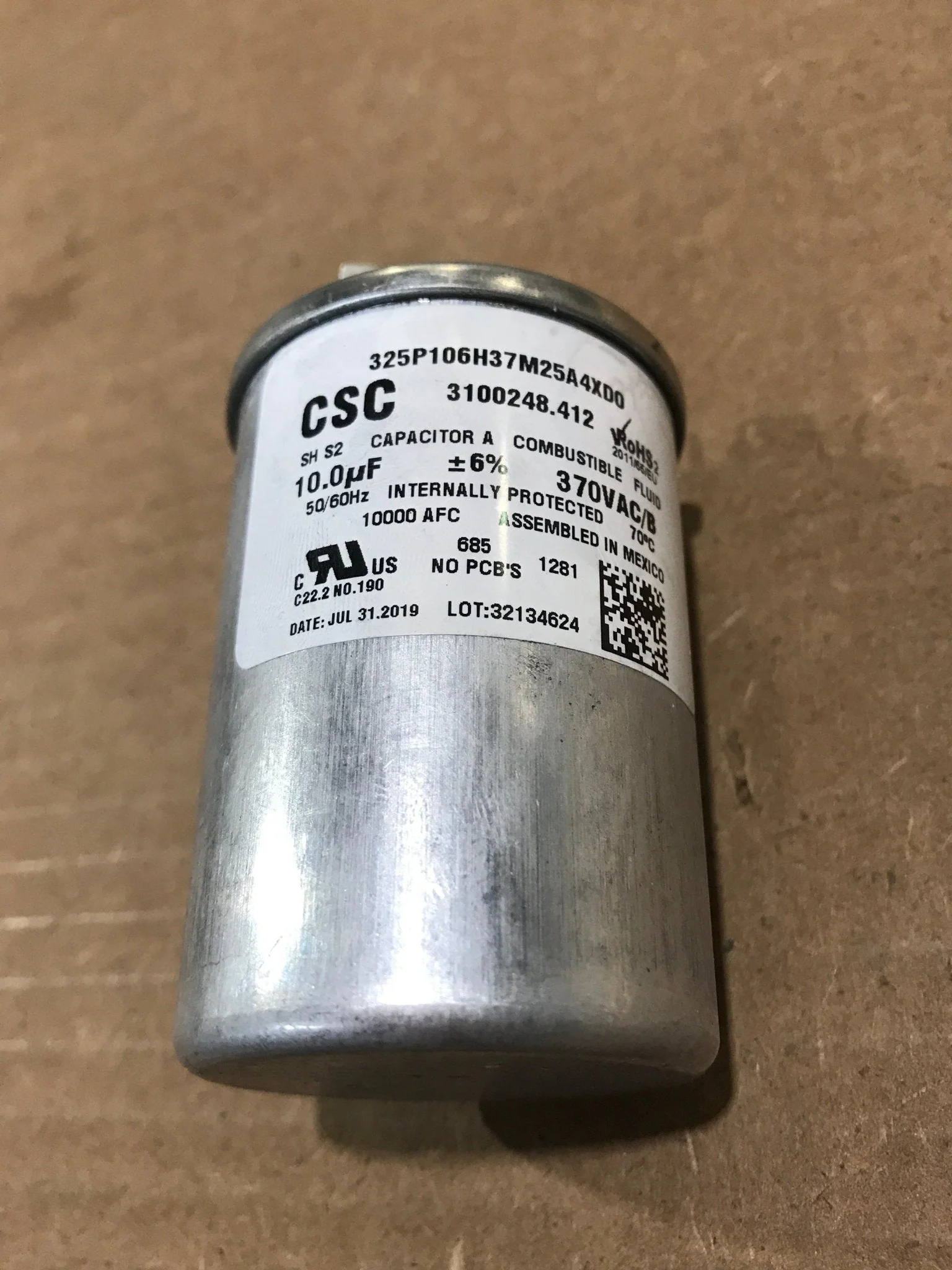 Used Dometic / Duo-therm Air Conditioner Capacitor - 3100248.412