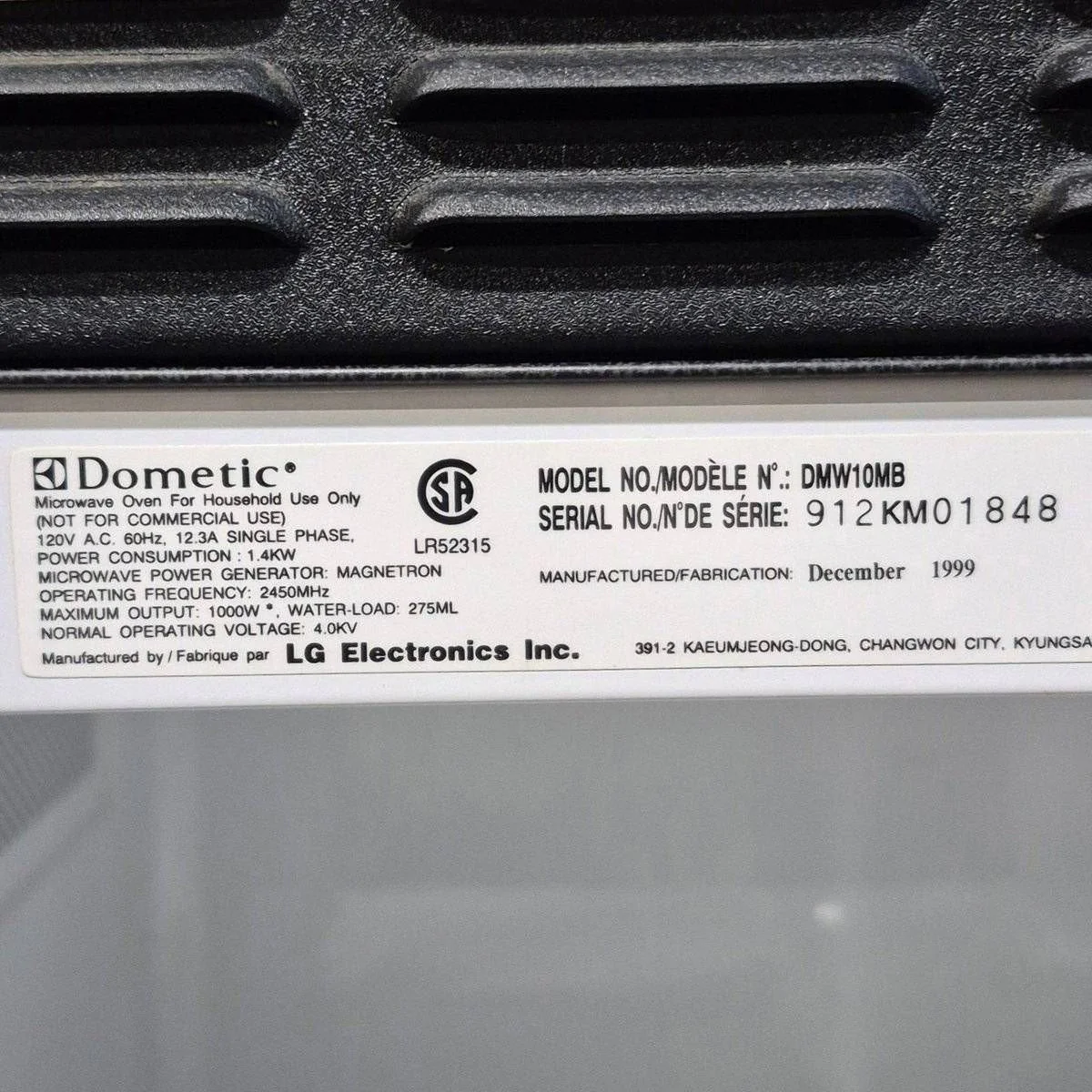 Used Dometic RV Microwave - 20.75" x 13.375" x 14.5" - Image 5