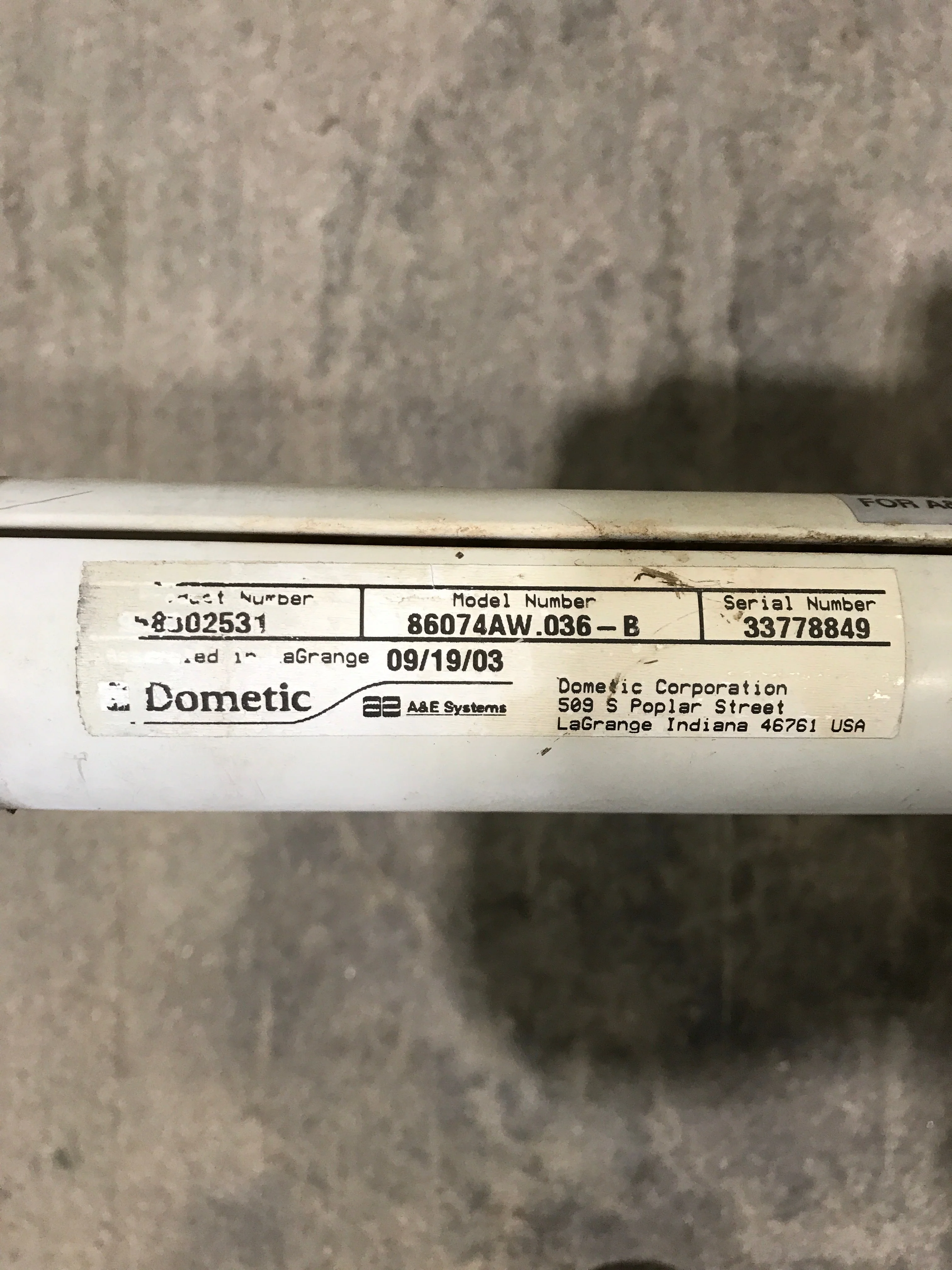 Used Dometic Window Awning Roller Tube 33 3/4" - Image 2