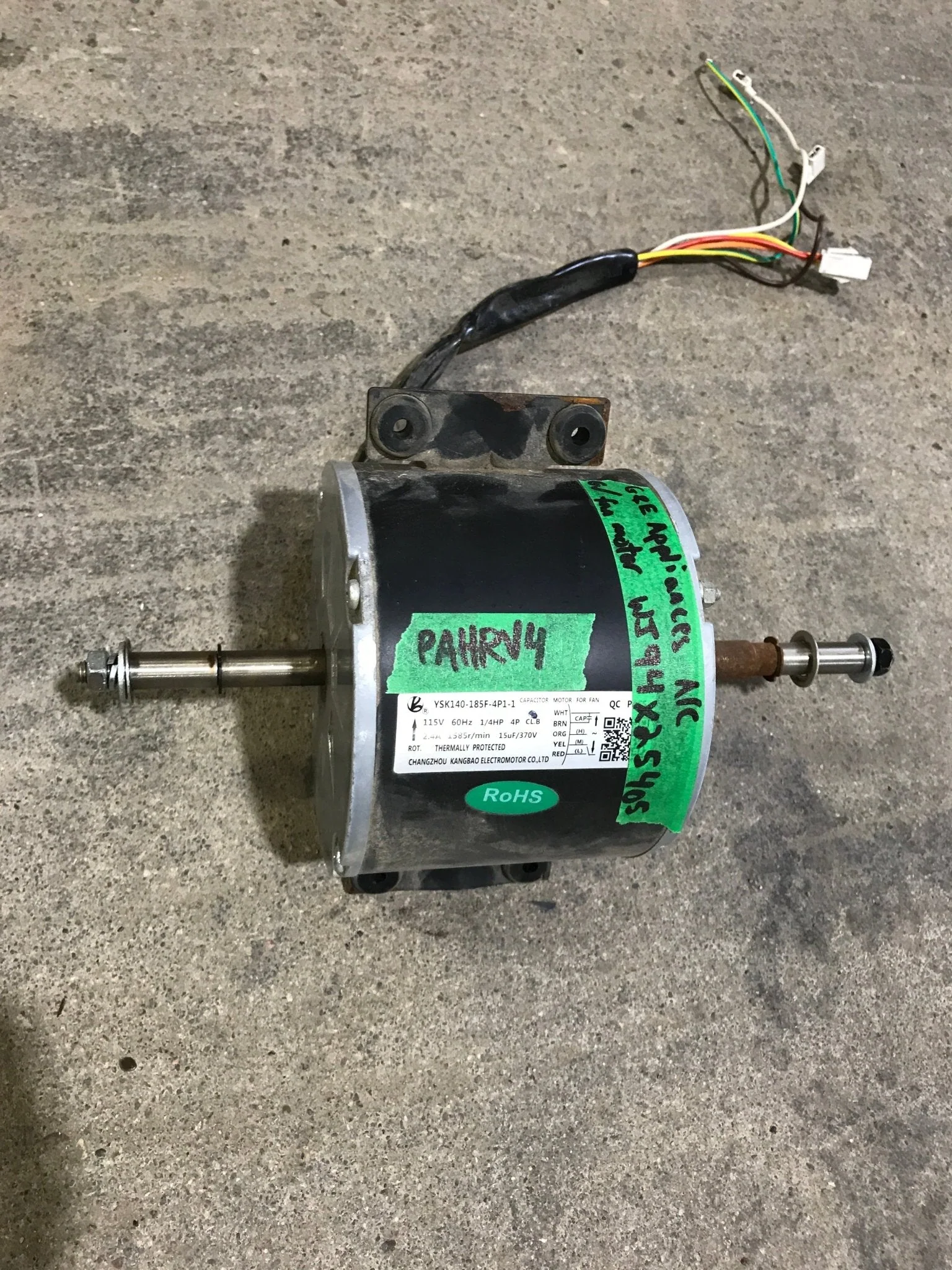USED G&E APPLIANCES A/C FAN MOTOR WJ94X5405 - Image 3