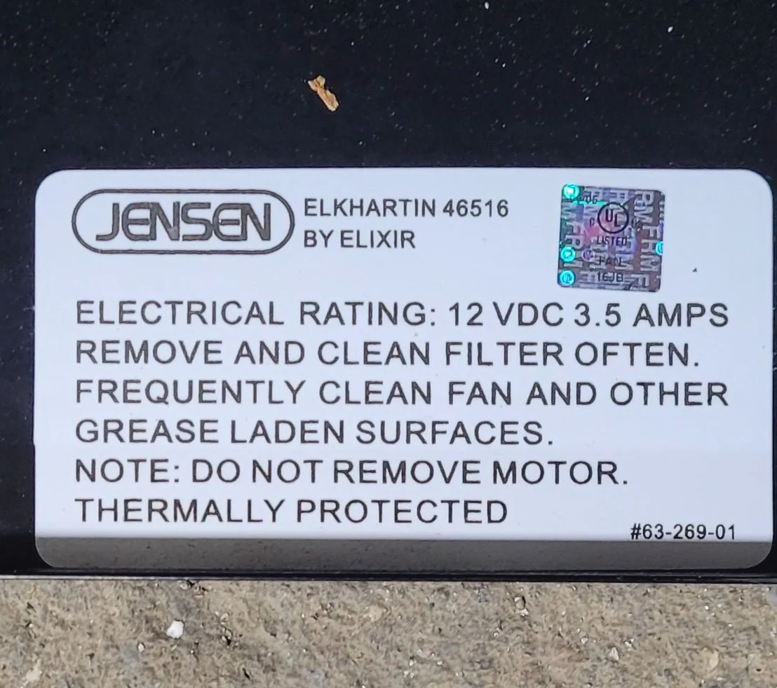 Used Jensen RV Range Hood Fan - 46516  #63-269-01 - Image 4