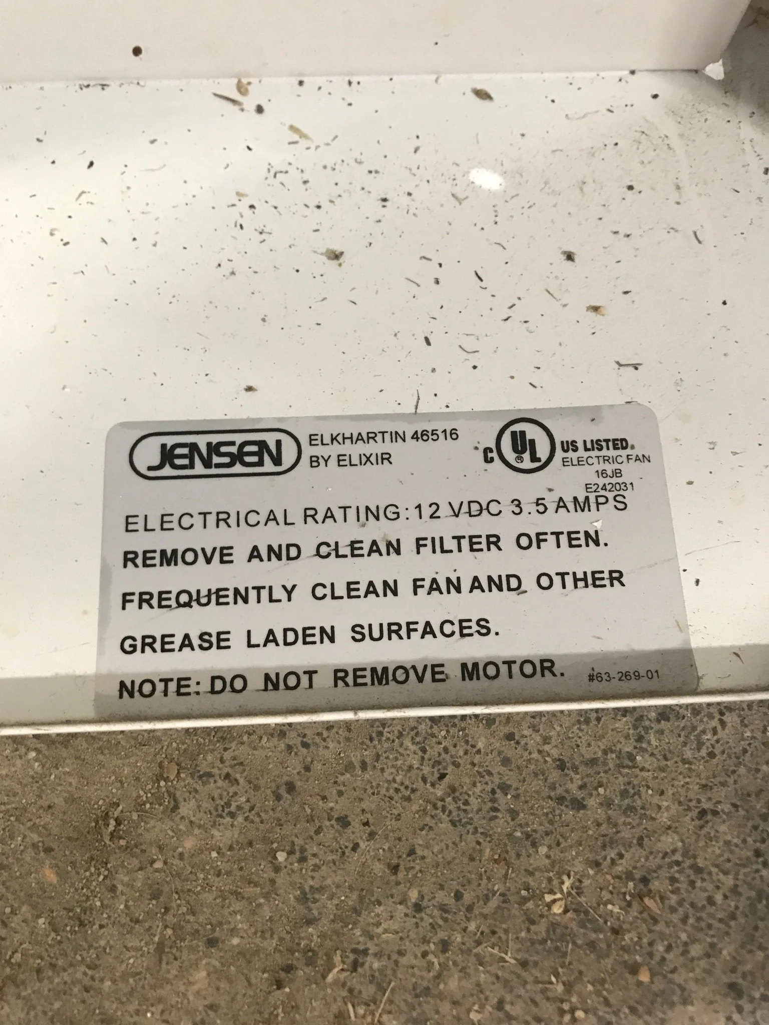 Used Jensen RV Range Hood Fan 63-269-01 - Image 5
