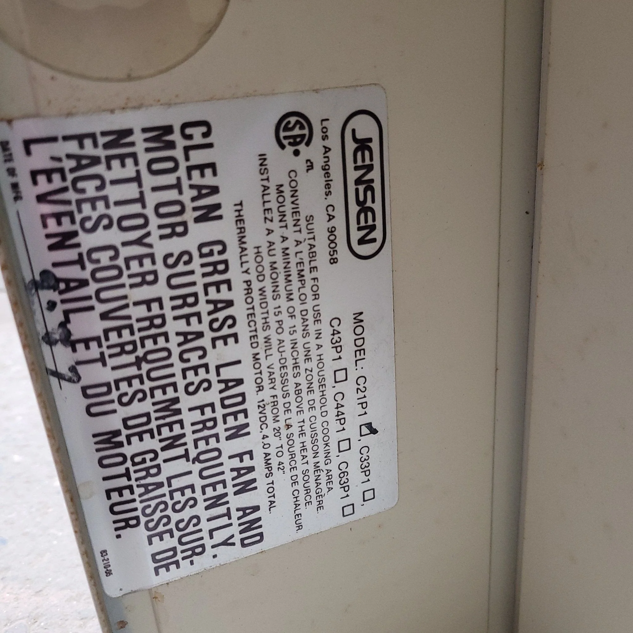 Used Jensen RV Range Hood Fan With Tank Monitor - C21P1 - Image 5