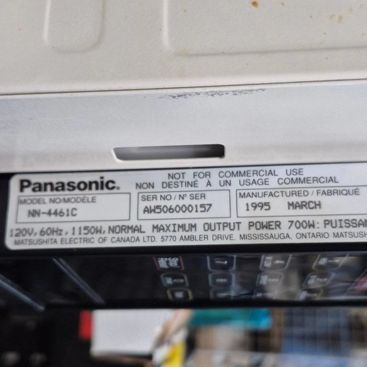 Used Panasonic Microwave - NN-4461C - 12" x 21.625" x 14" - Image 5