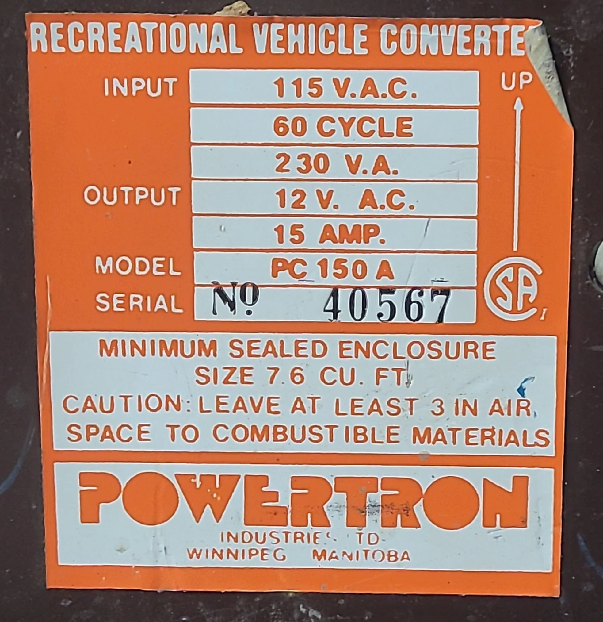 Used Powertron 15 AMP Converter PC 150 A - Image 2