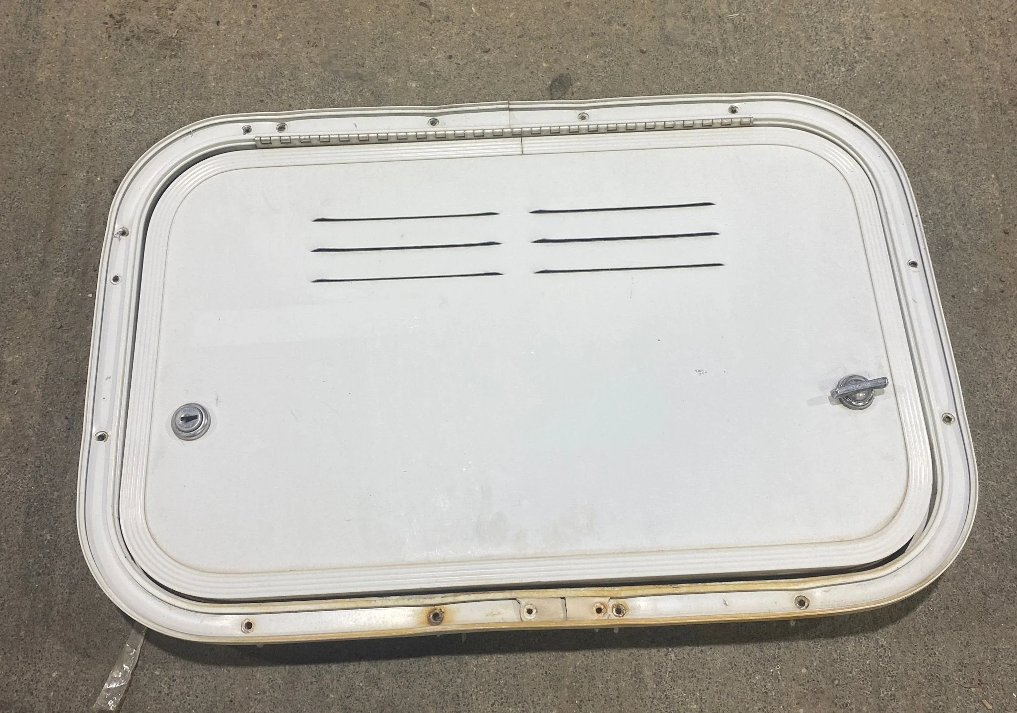 Used Radius Cornered Battery / Propane Cargo Door 18 3/4" x 11 3/4" x 3/4" D