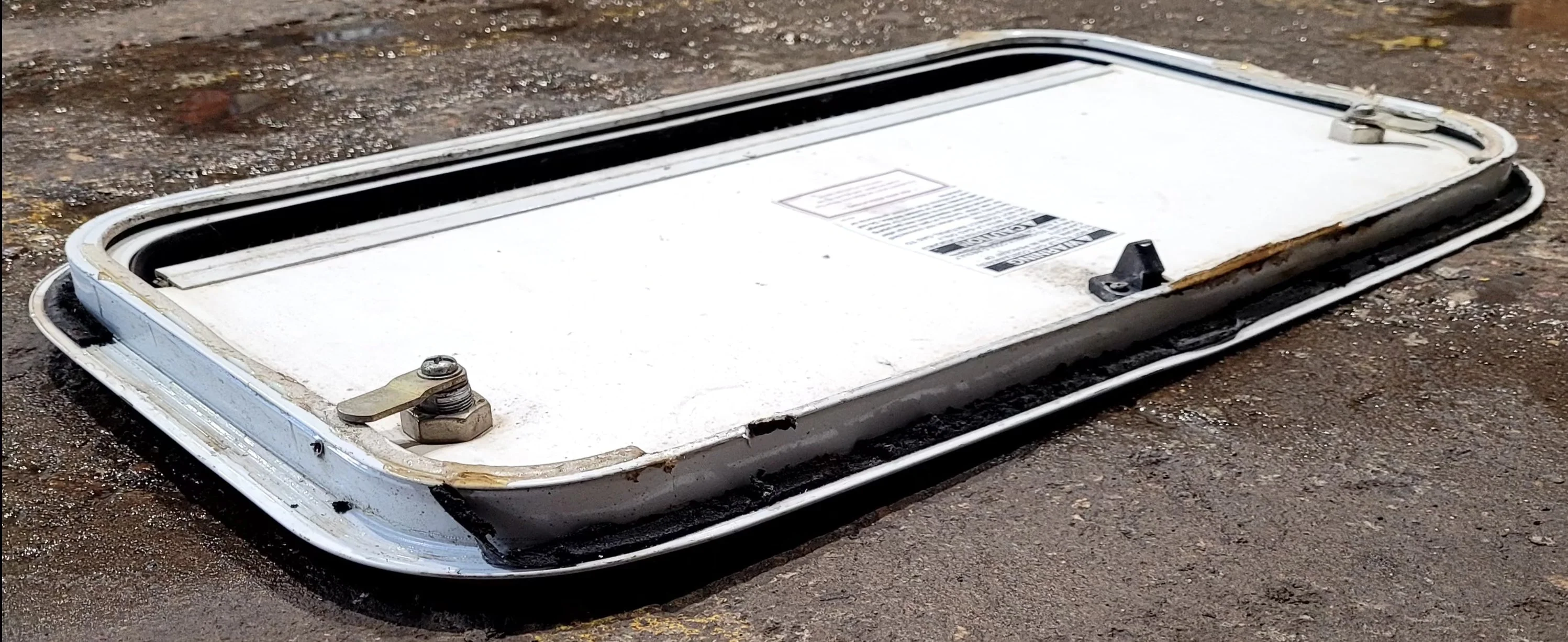 Used Radius Cornered Battery / Propane Cargo Door 24 1/2" x 13 1/2" x 3/4" D - Image 6
