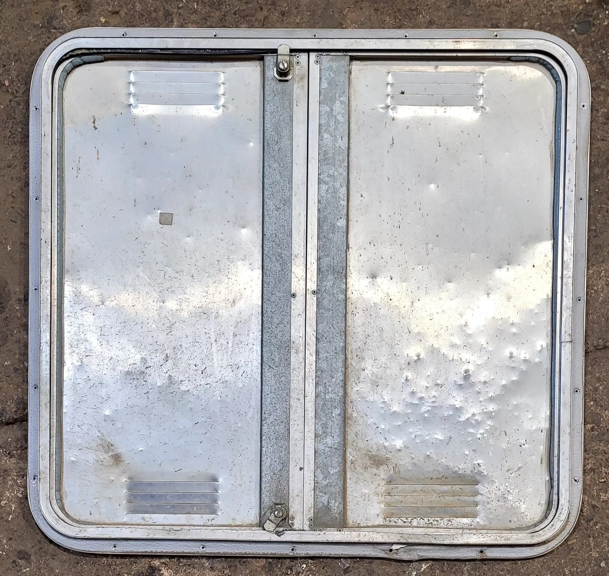 Used Radius Cornered Battery / Propane Cargo Door 27 3/4" x 26" x 3/4" D - Image 5