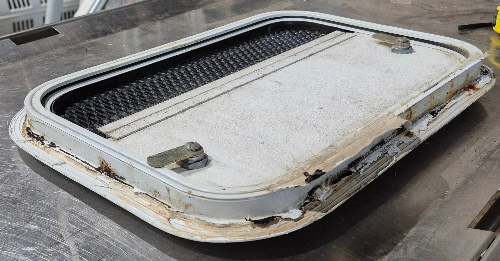 Used Radius Cornered Battery / Propane Cargo Door 16 7/8" x 11 1/2" x 3/4" D - Image 3
