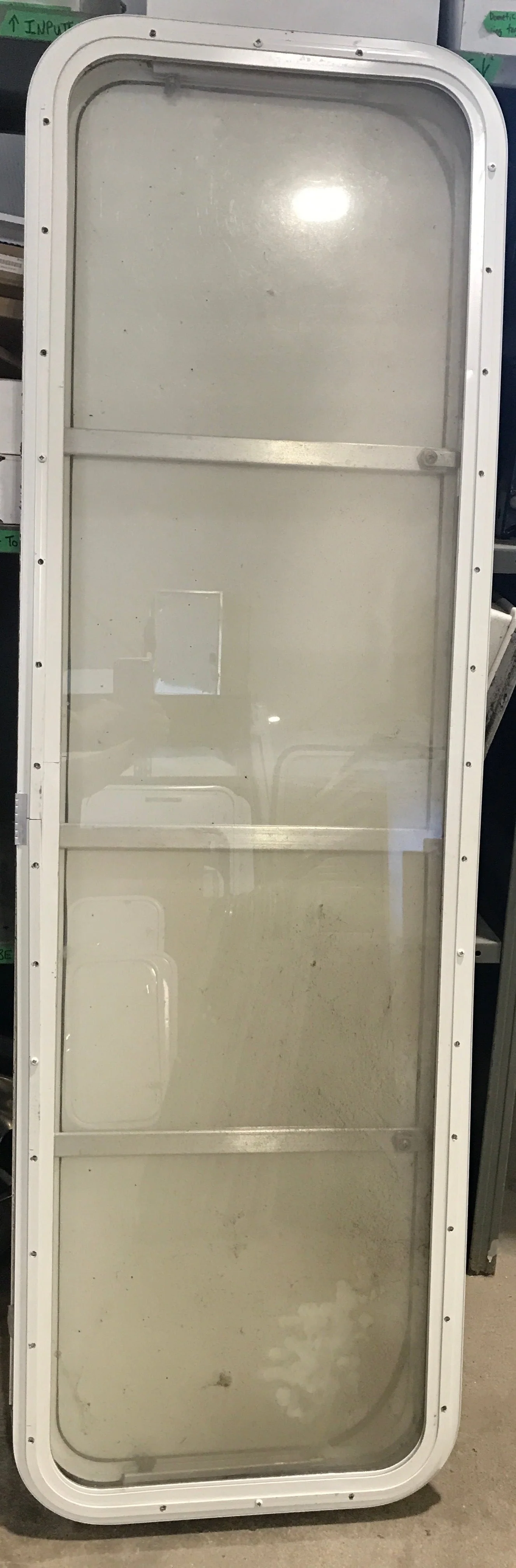 Used Radius Opening Rock Guard Covered Window: 59 1/2"  X 17 1/2"  X 1 1/2" D - Image 5