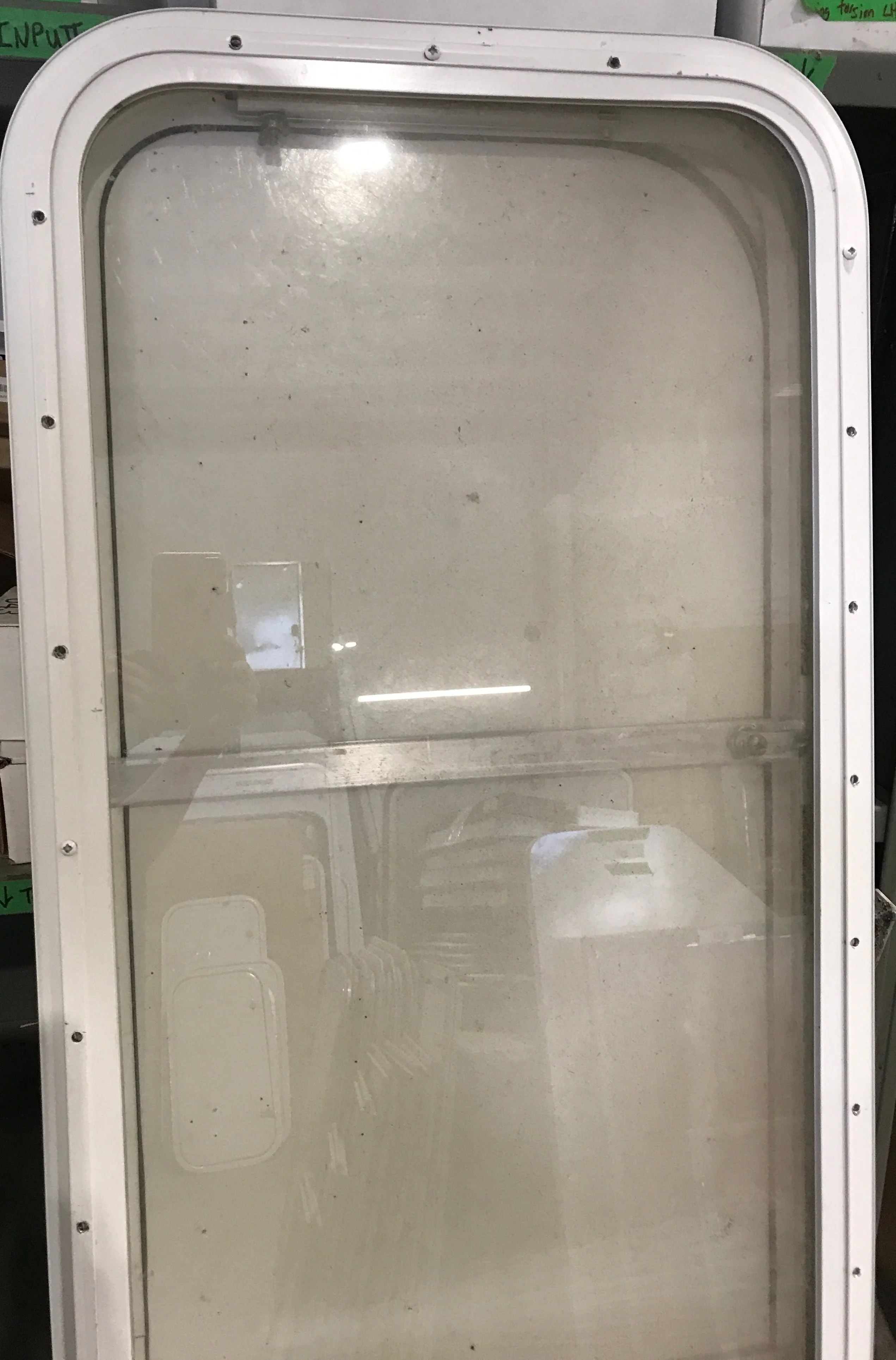 Used Radius Opening Rock Guard Covered Window: 59 1/2"  X 17 1/2"  X 1 1/2" D - Image 6