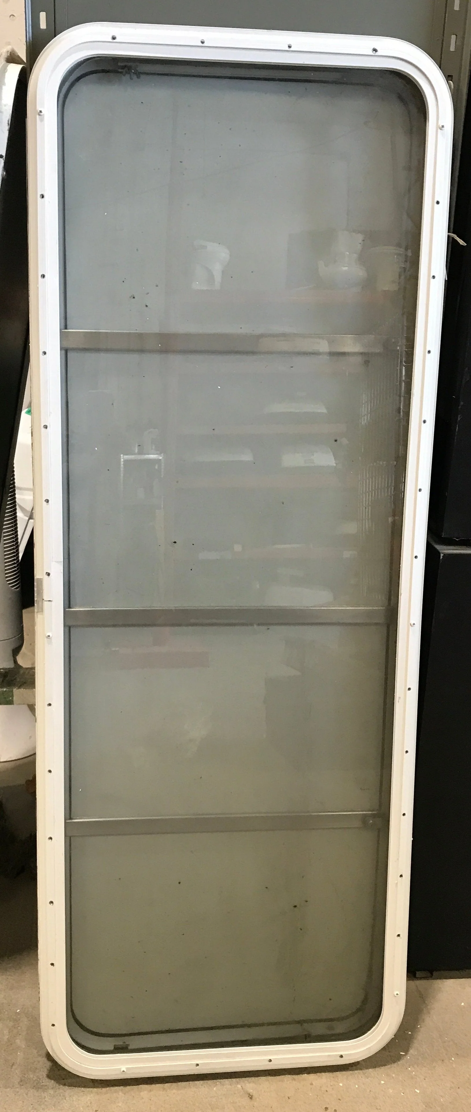 Used Radius Opening Rock Guard Covered Window: 59 1/2" X 21 1/2" X 1 1/2" D - Image 4