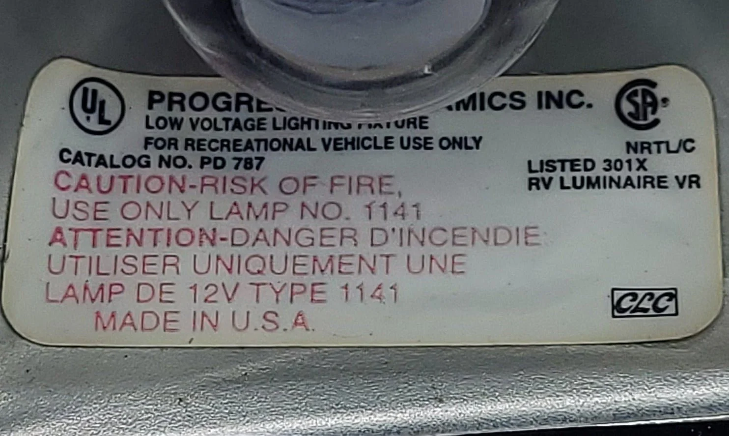USED RV Interior Bullet/ Reading Light Fixture *SINGLE* RV Luminaire PD787 - Image 2