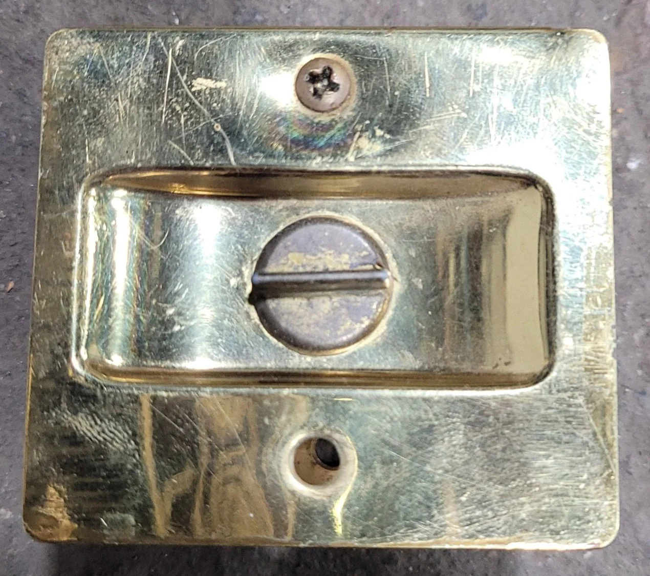 Used RV Pocket Door Brass Privacy Lock - Image 3