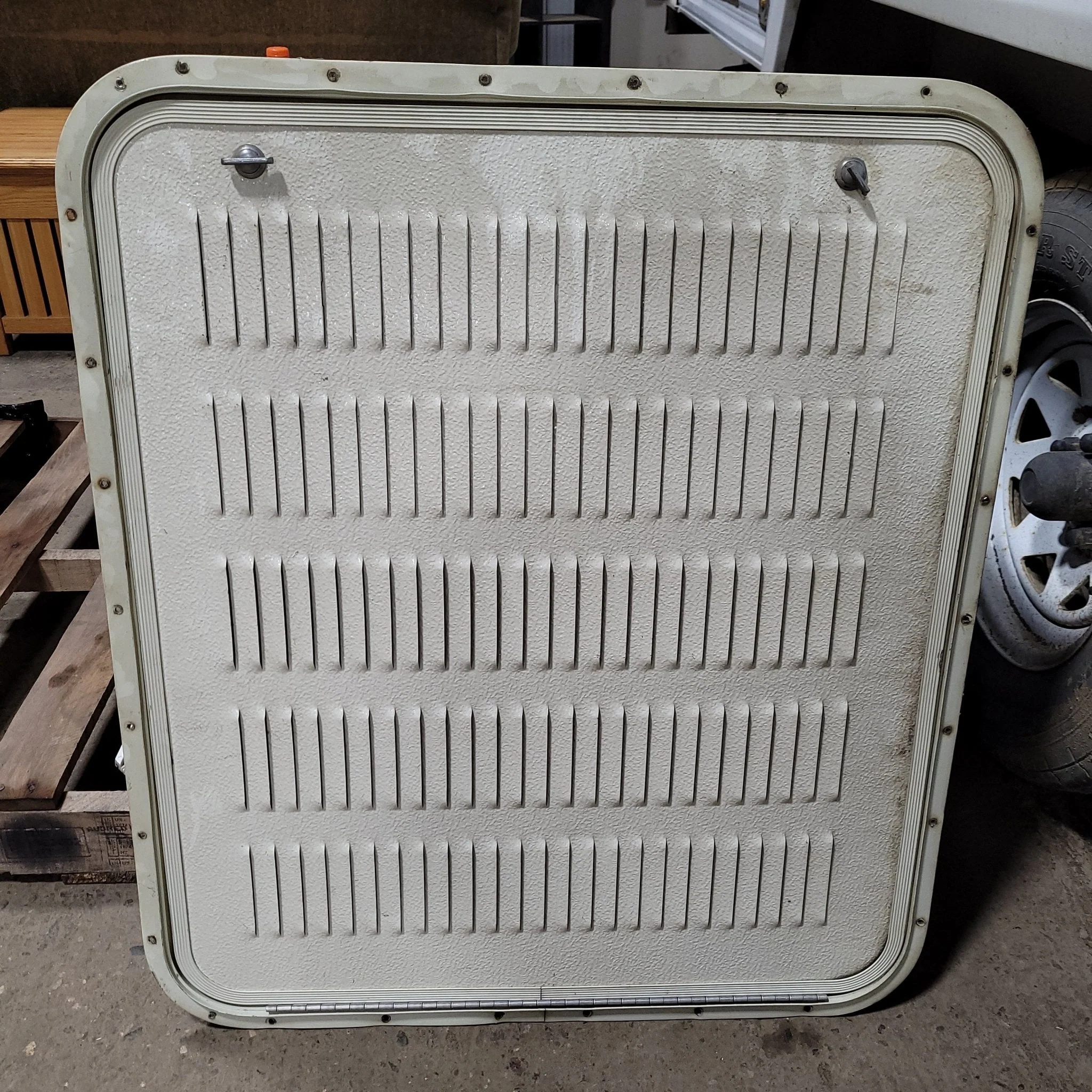 Used RV Radius Battery / Propane Cargo Door 29 3/4" X 25 7/8" X 1/2"D