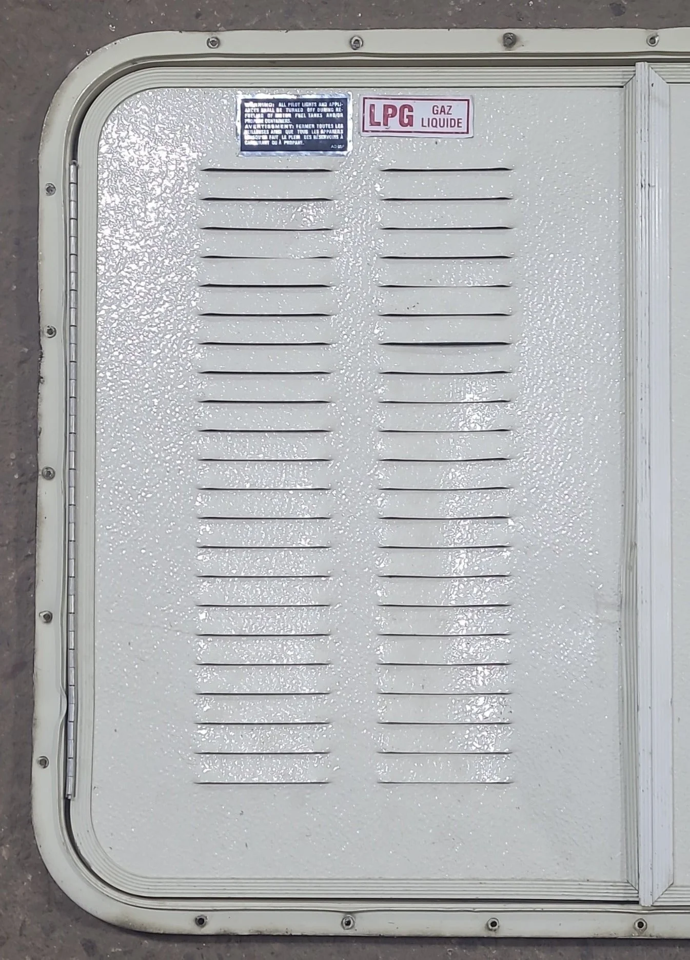 Used RV Radius Battery / Propane Cargo Door 31 3/4 x 23 1/2 x 3/4"D - Image 2