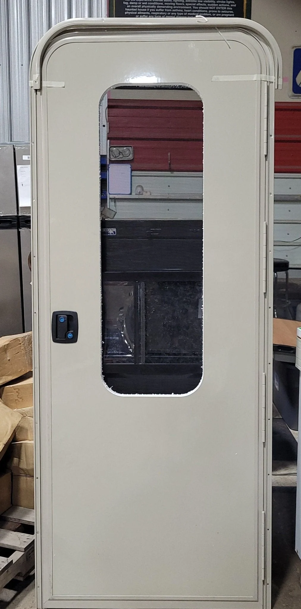 Used RV Radius Entry Door 29 3/4" x 77 3/4" Challenger Door (CARB 93120P2)
