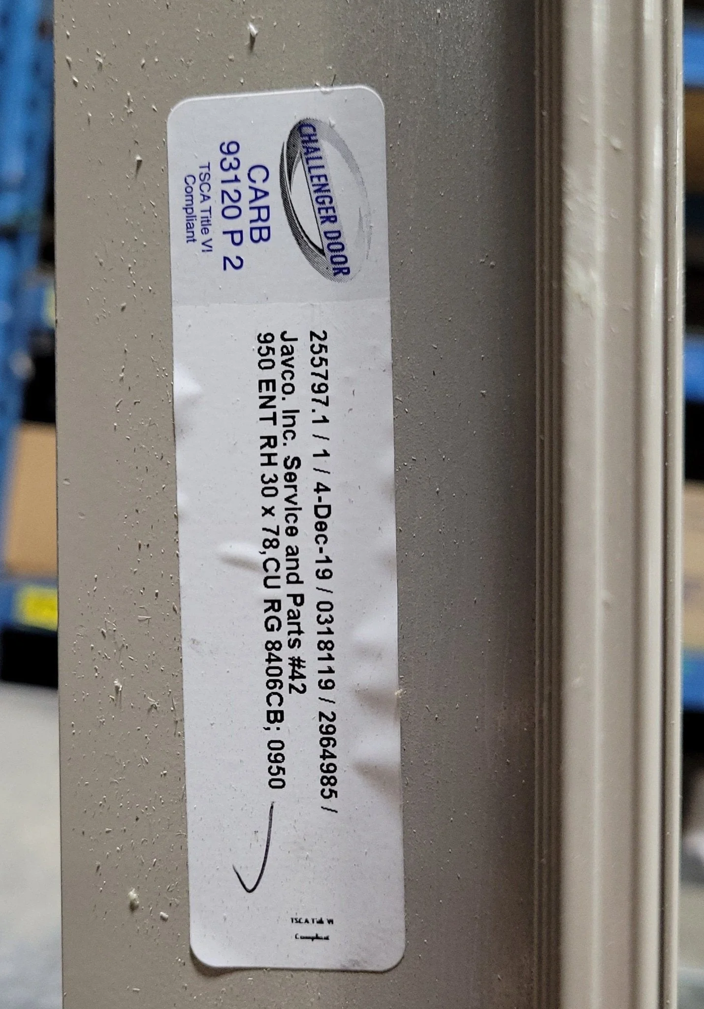 Used RV Radius Entry Door 29 3/4" x 77 3/4" Challenger Door (CARB 93120P2) - Image 4