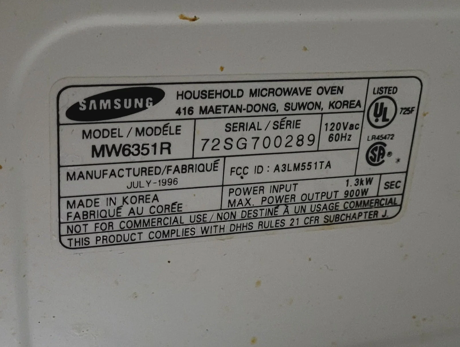 Used SAMSUNG RV Microwave 21 1/2" W x 12 3/4" H x 14 1/2" D - Image 5