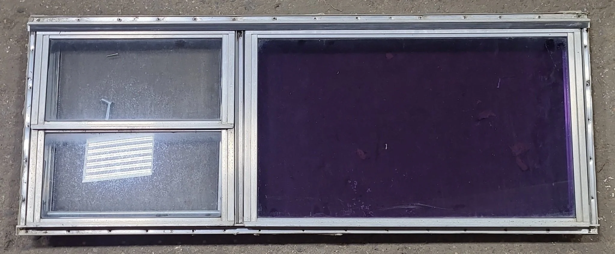 Used Silver Square Emergency Opening Window: 47 3/4" W x 18" H x 1 3/8" D