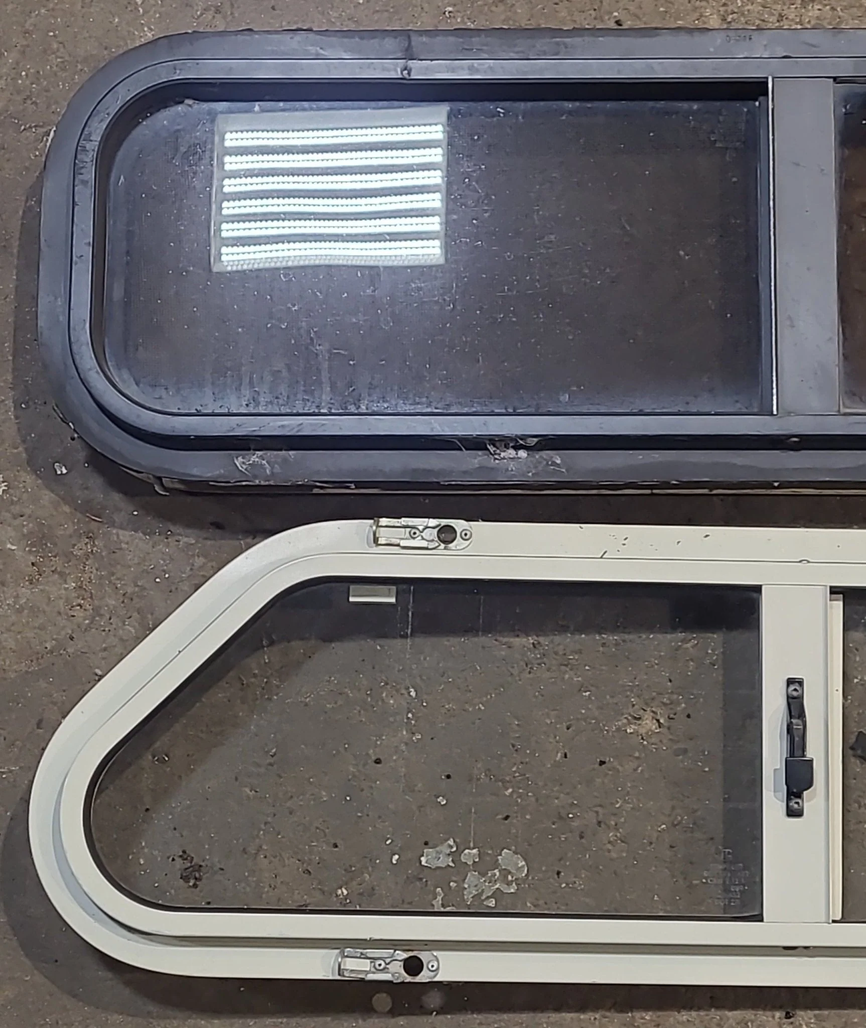 Used Slanted Black Radius Opening Window : 32" W x 8 1/2" H x 1 3/8" D - Image 2
