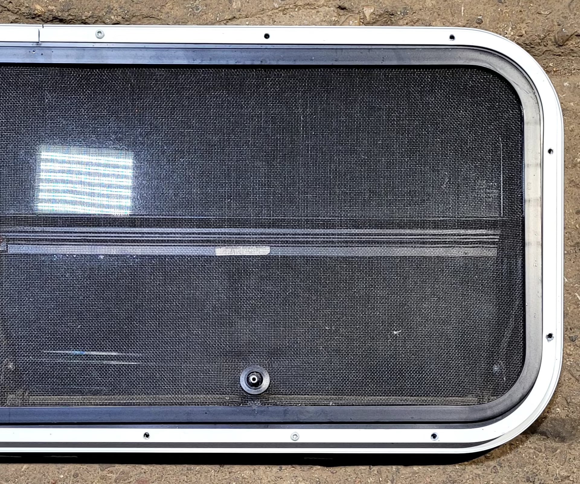 Used Slanted Black Radius Opening Window : 35 1/2" W x 14 3/4" H x 1 1/8" D - Image 7
