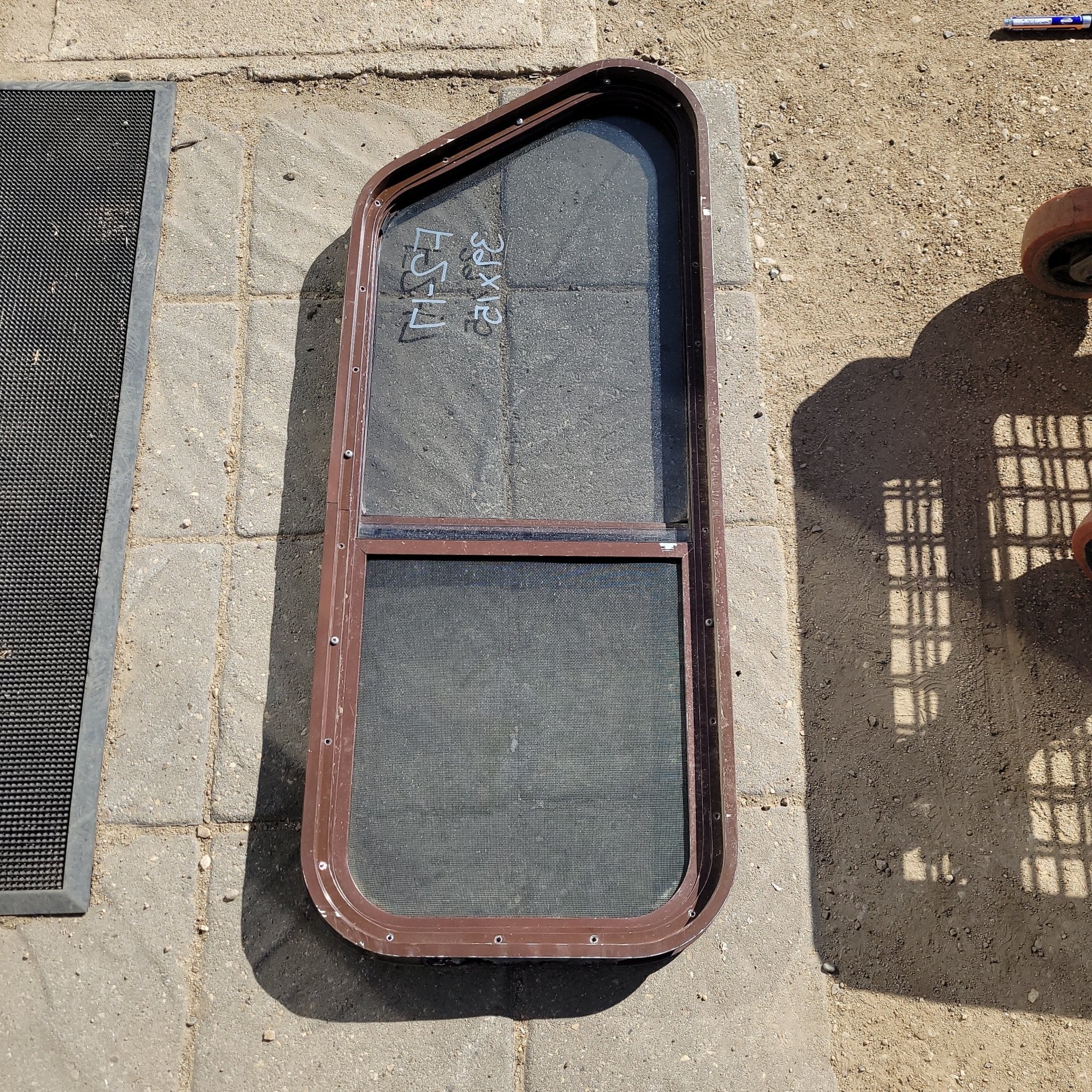 Used Slanted Brown Radius Opening Window : 39 X 15 X 2" D - Image 2
