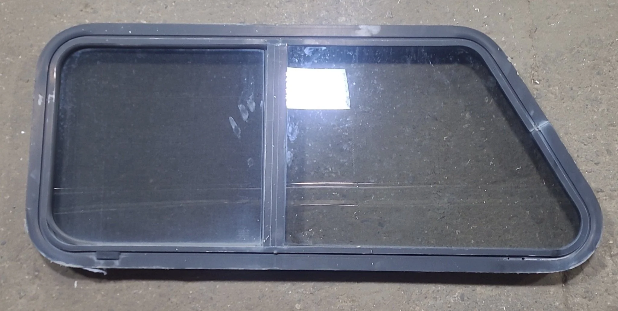 Used Slanted Black Radius Opening Window : 41 3/4" W x 17 3/4" H x 1 7/8" D