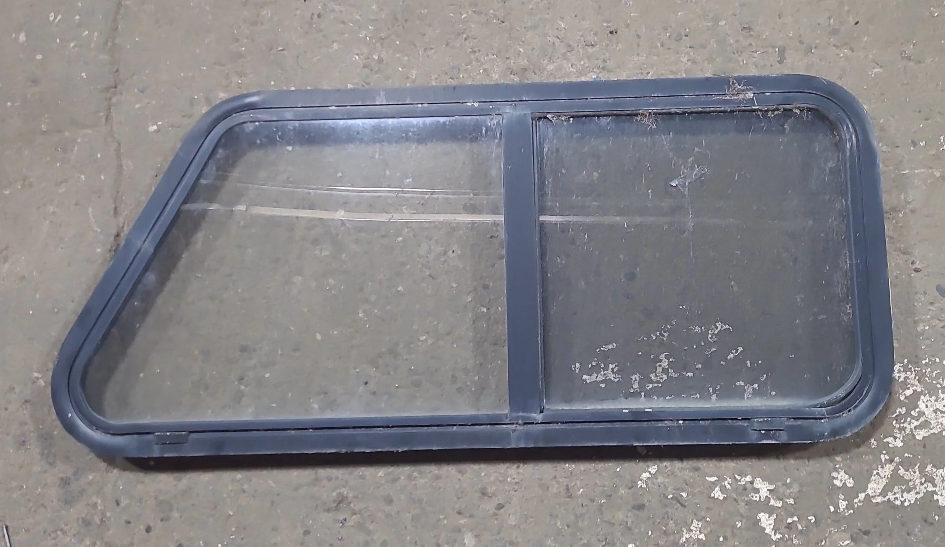 Used Slanted Black Radius Opening Window : 41 3/4" W x 17 3/4" H x 1 7/8" D