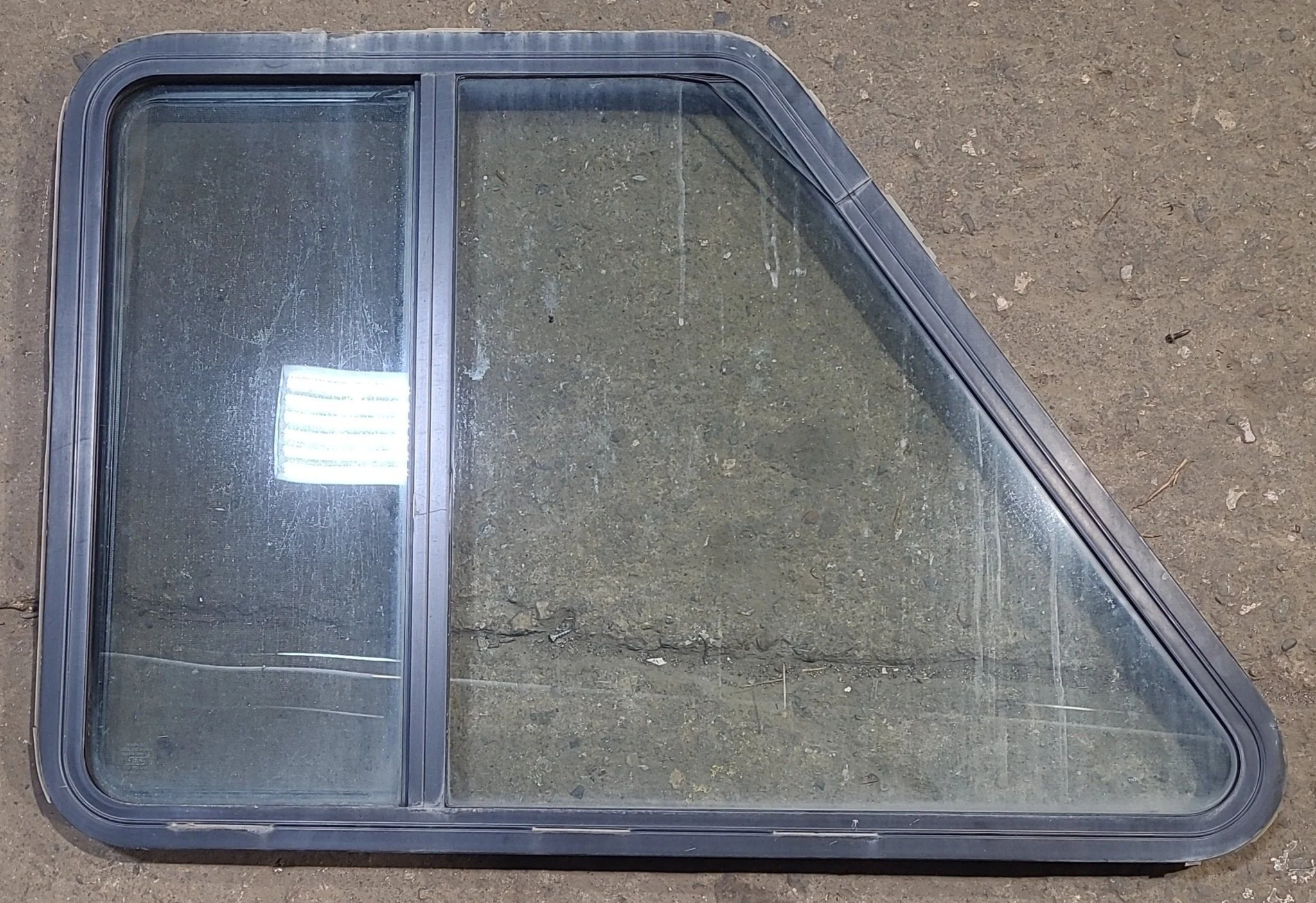 Used Slanted Black Radius Opening Window : 37 3/4" W x 25 1/4" H x 1 3/4" D