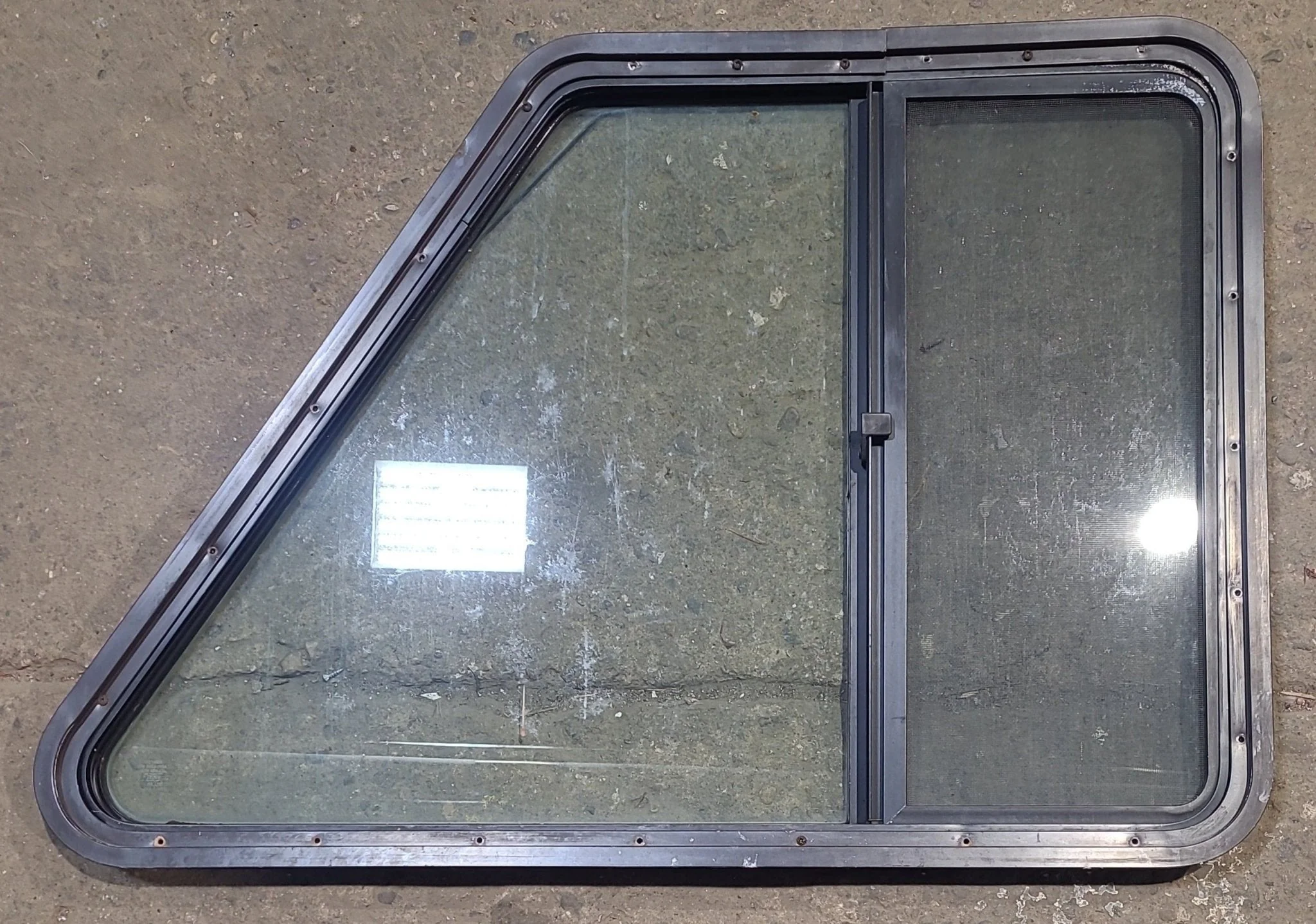 Used Slanted Black Radius Opening Window : 37 3/4" W x 25 1/4" H x 1 3/4" D - Image 6