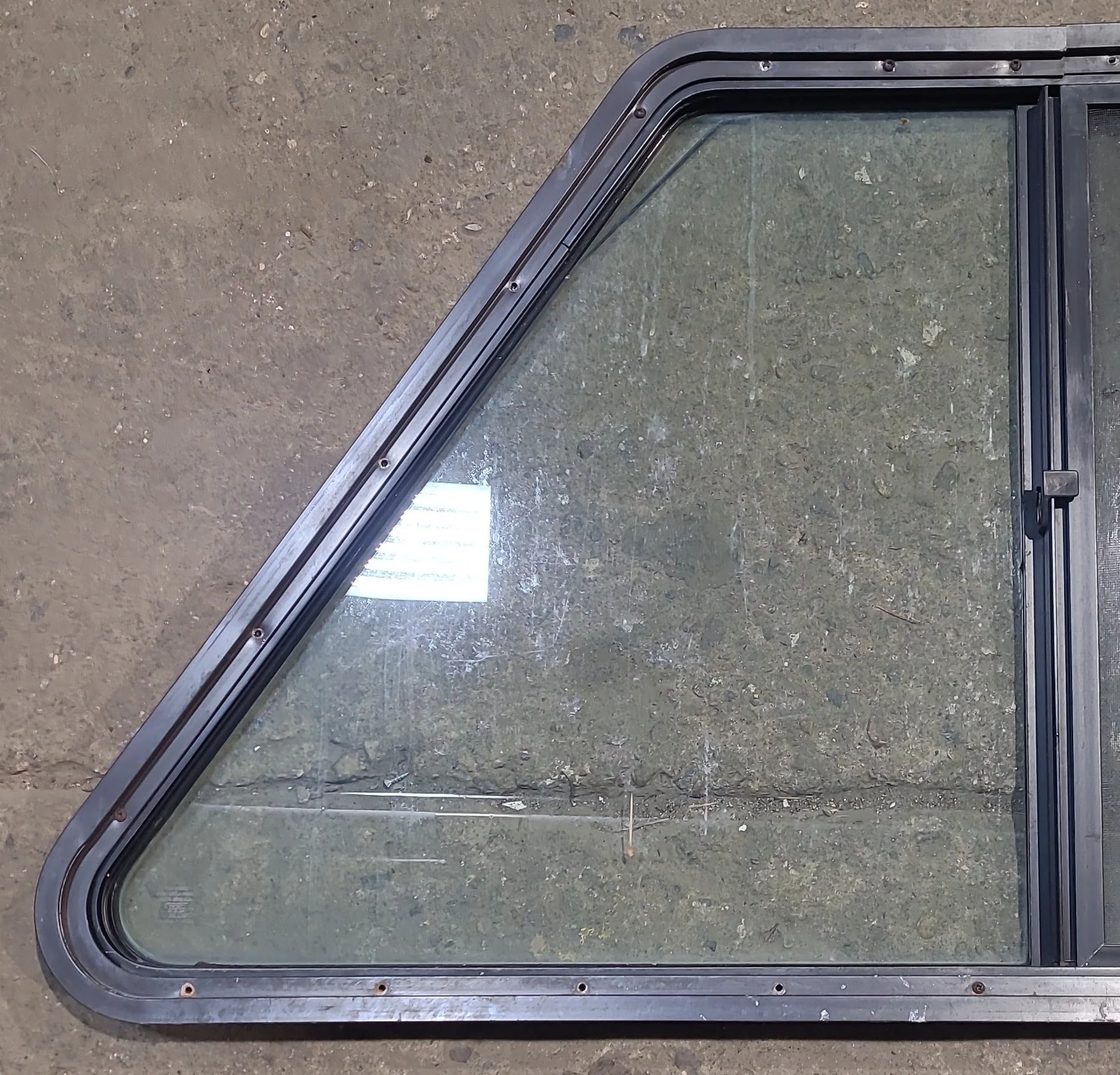 Used Slanted Black Radius Opening Window : 37 3/4" W x 25 1/4" H x 1 3/4" D - Image 8