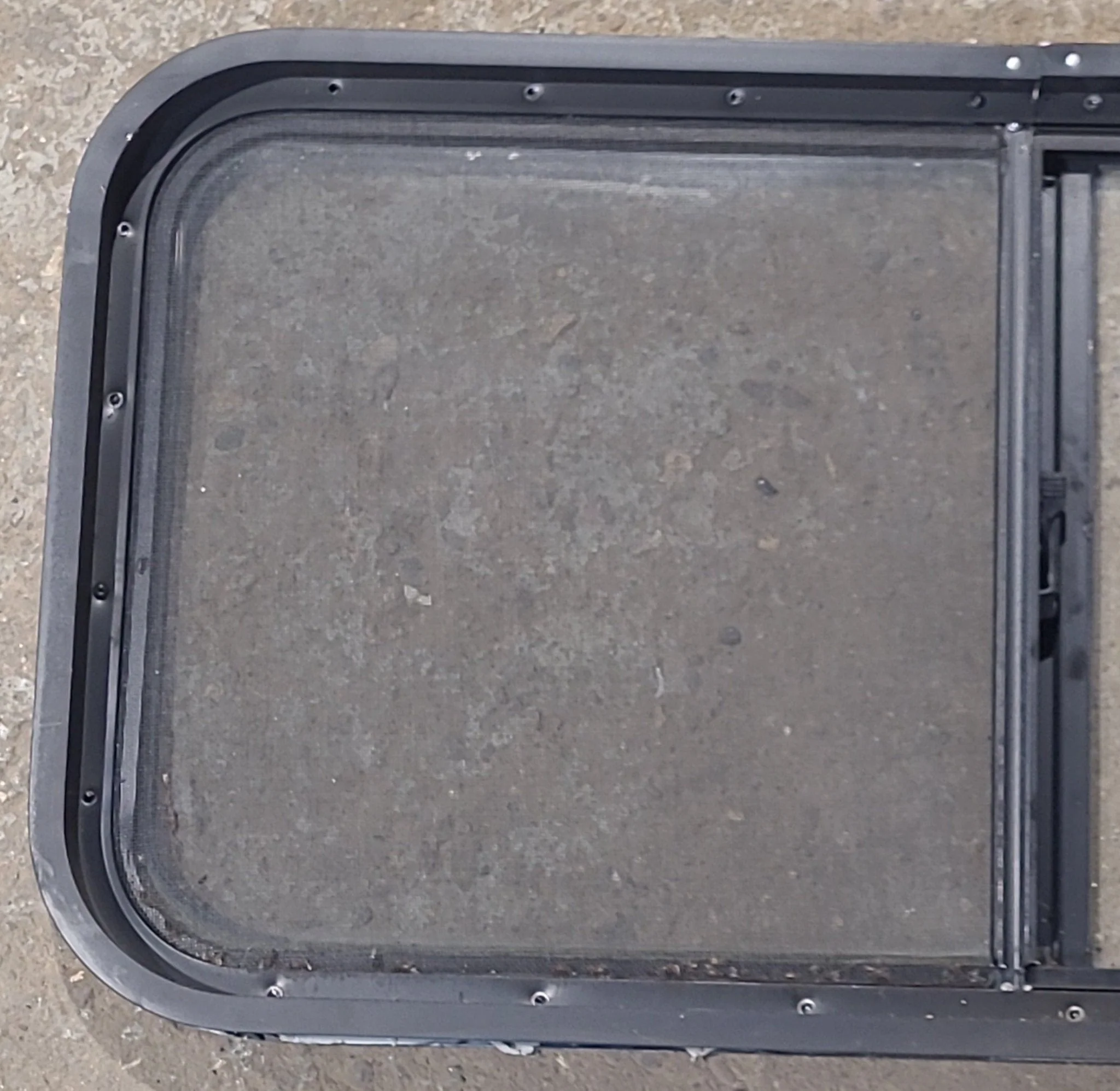 Used Slanted Black Radius Opening Window : 41 3/4" W x 17 3/4" H x 1 7/8" D - Image 7