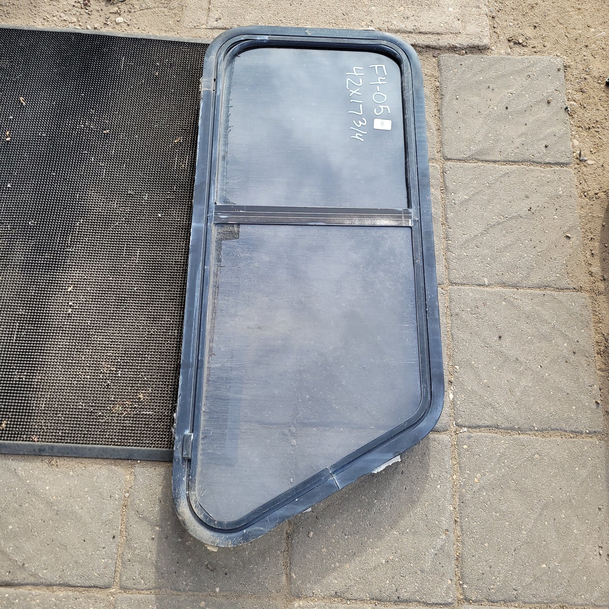 Used Slanted Black Radius Opening Window : 42 X 17 3/4 X 2" D