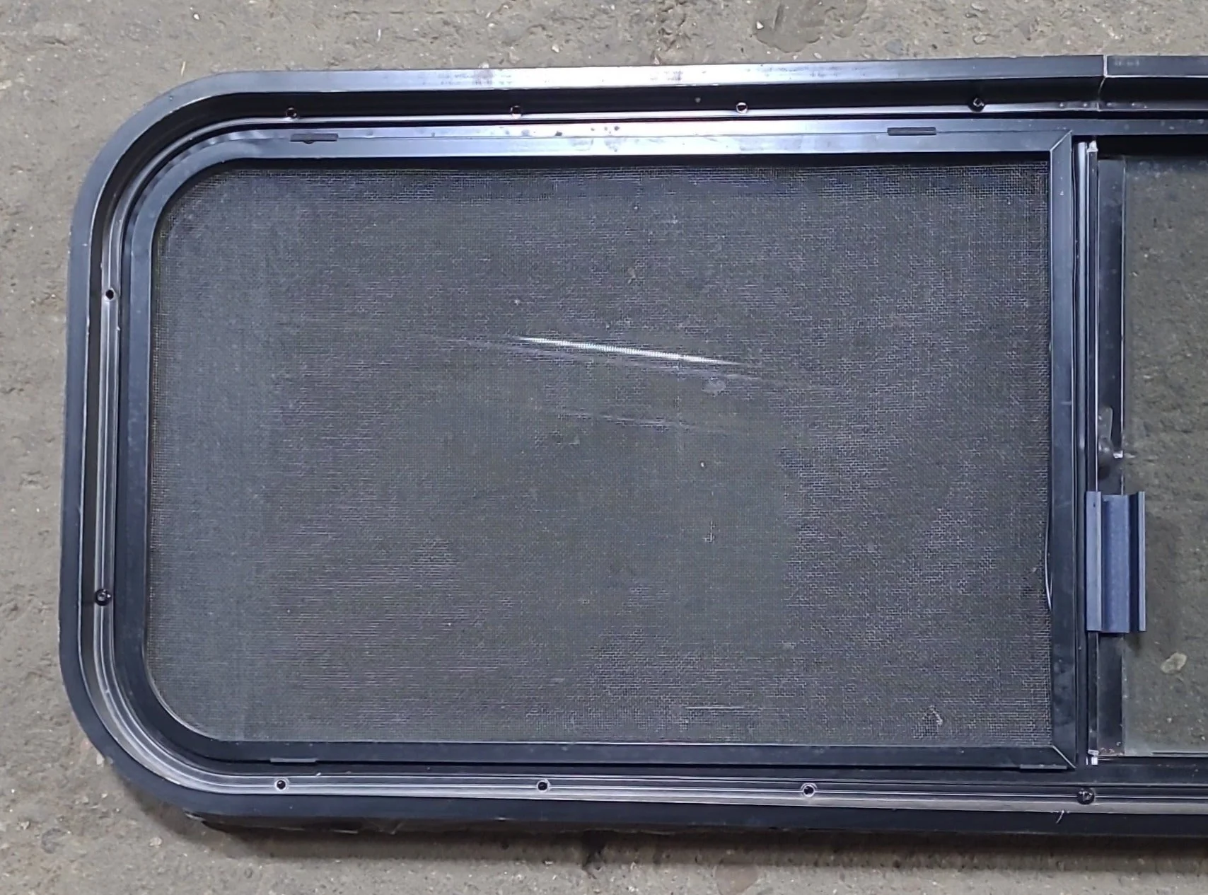 Used Slanted Black Radius Opening Window : 48 1/4" W x 15" H x 1 3/4" D - Image 5