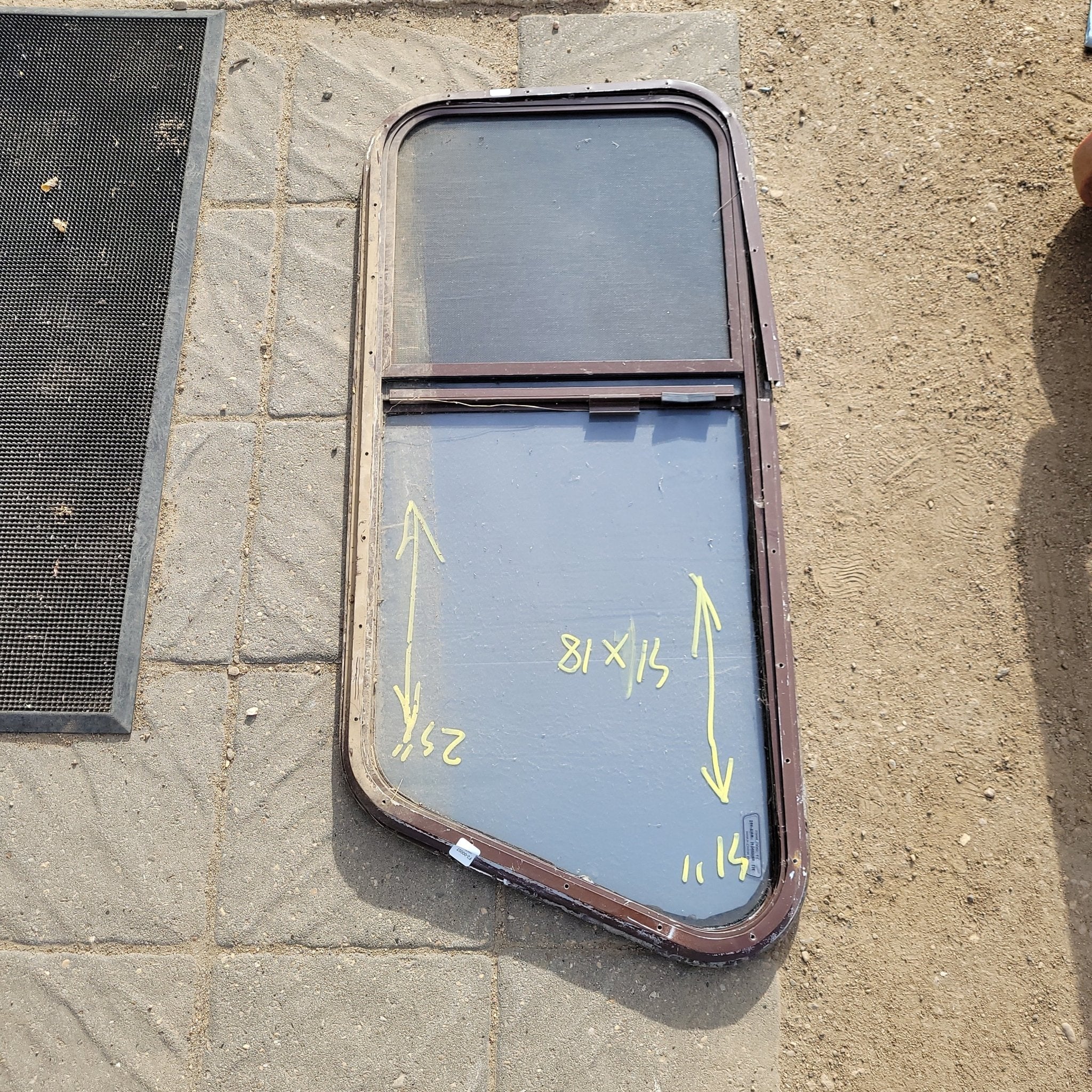 Used Slanted Brown Radius Opening Window : 42 X 19 X 2" D