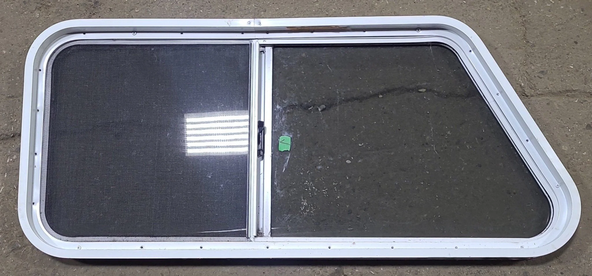 Used Slanted White Radius Opening Window : 41 3/4" W x 17 3/4" H x 2" D - Image 4