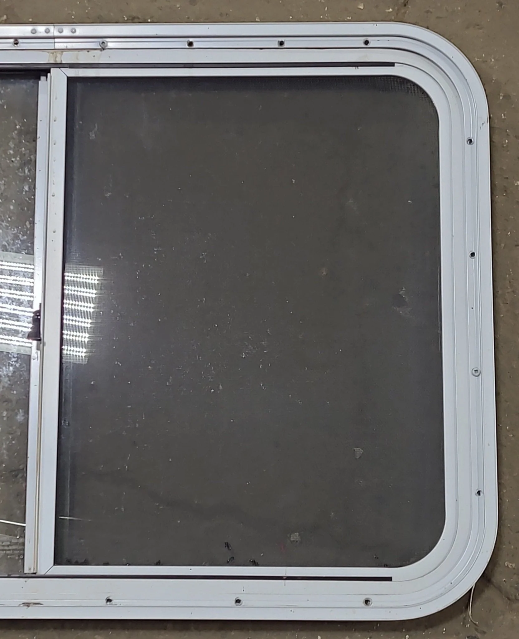 Used Slanted White Radius Opening Window : 41 1/2" W X 21 1/2" H X 1 1/4" D - Image 5