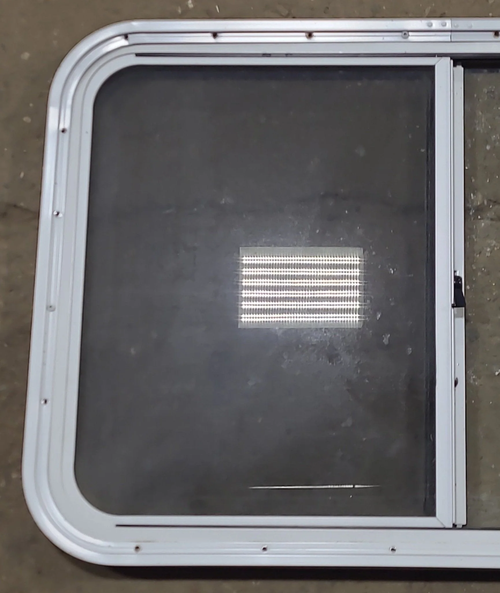 Used Slanted White Radius Opening Window : 41 1/2" W X 21 1/2" H X 1 1/4" D - Image 6